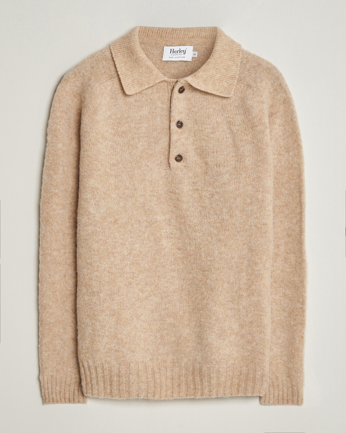 Herre | Trøjer | Harley Of Scotland | Brushed Supersoft Lambswool Polo Calico