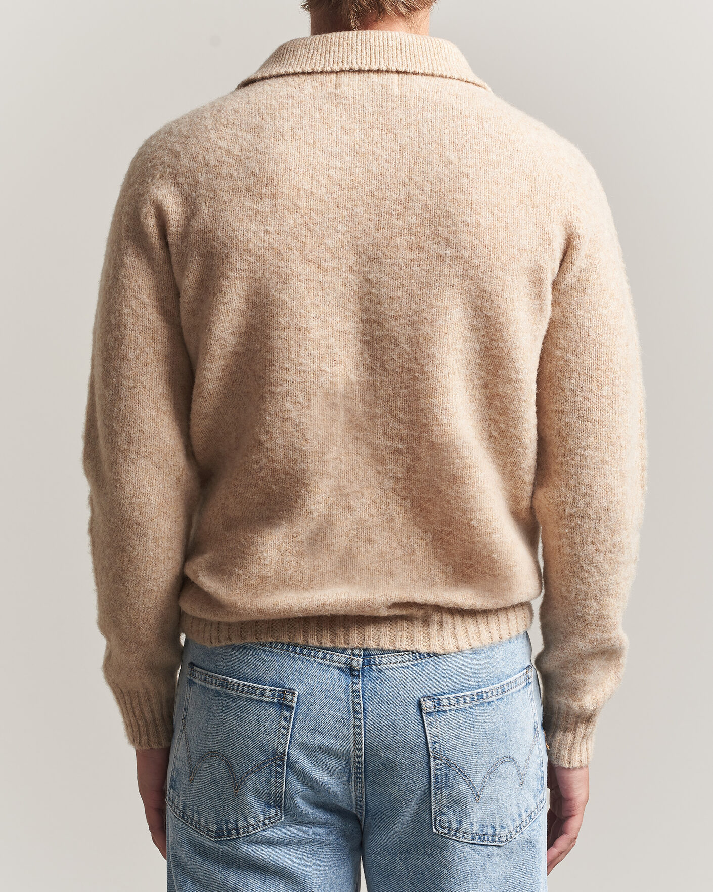Herre | Trøjer | Harley Of Scotland | Brushed Supersoft Lambswool Polo Calico