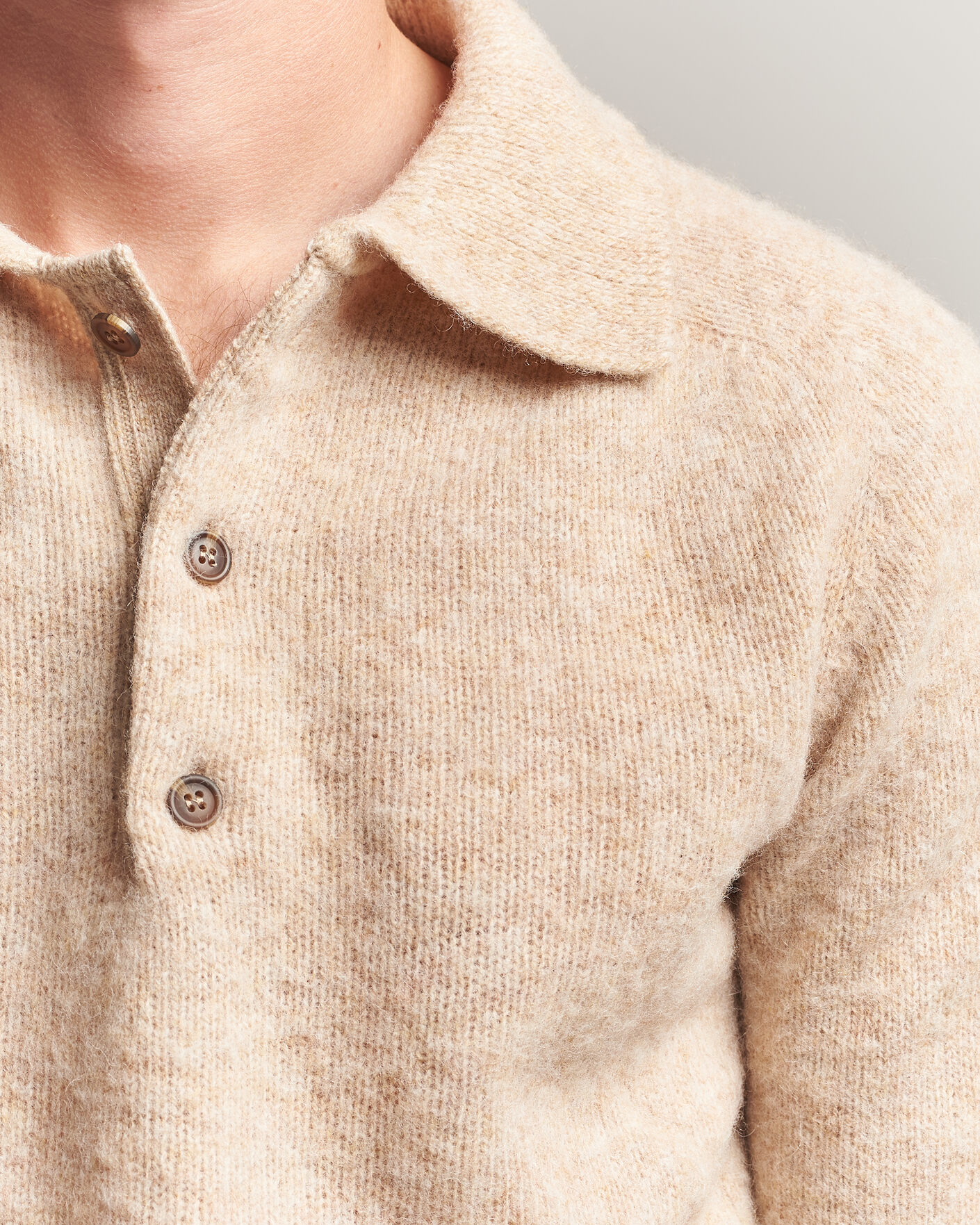 Herre | Trøjer | Harley Of Scotland | Brushed Supersoft Lambswool Polo Calico