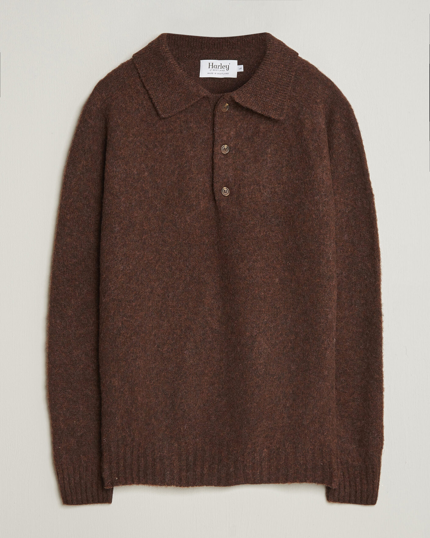 Herre | Trøjer | Harley Of Scotland | Brushed Supersoft Lambswool Polo Marron