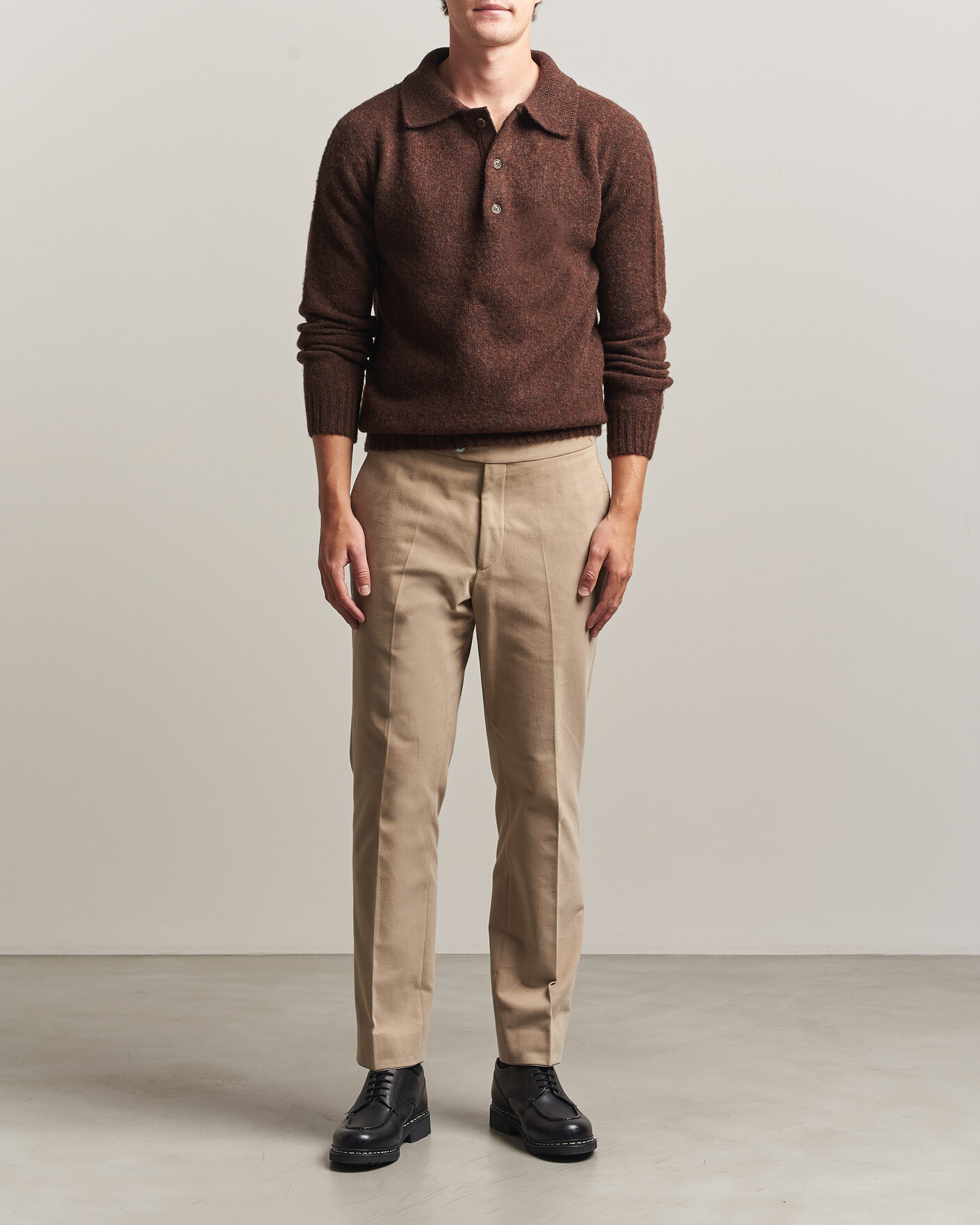 Herre | Trøjer | Harley Of Scotland | Brushed Supersoft Lambswool Polo Marron