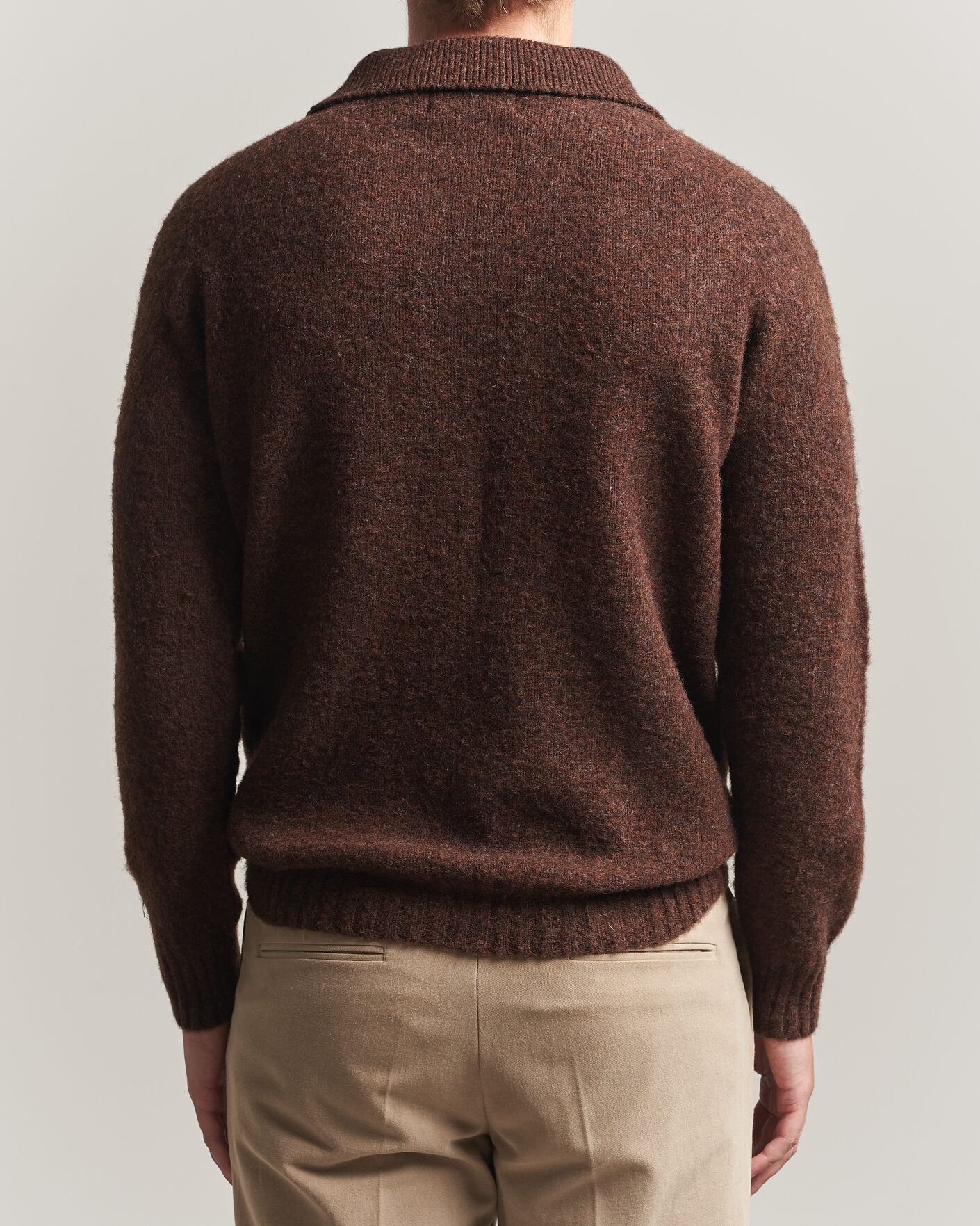 Herre | Trøjer | Harley Of Scotland | Brushed Supersoft Lambswool Polo Marron