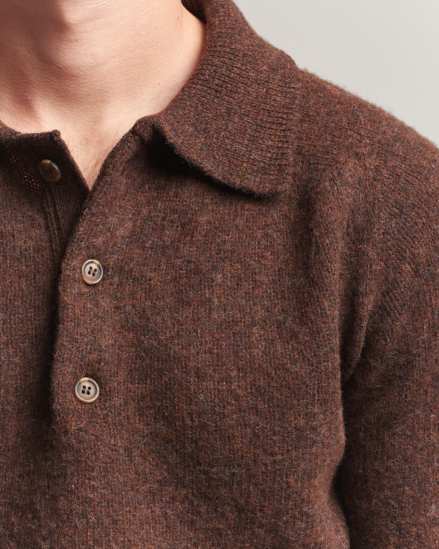 Herre | Trøjer | Harley Of Scotland | Brushed Supersoft Lambswool Polo Marron