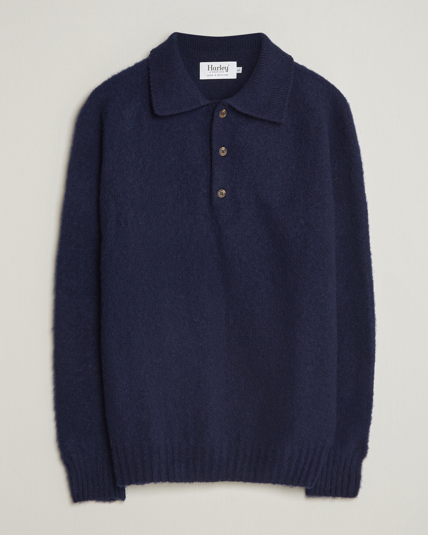 Herre | Trøjer | Harley Of Scotland | Brushed Supersoft Lambswool Polo Navy