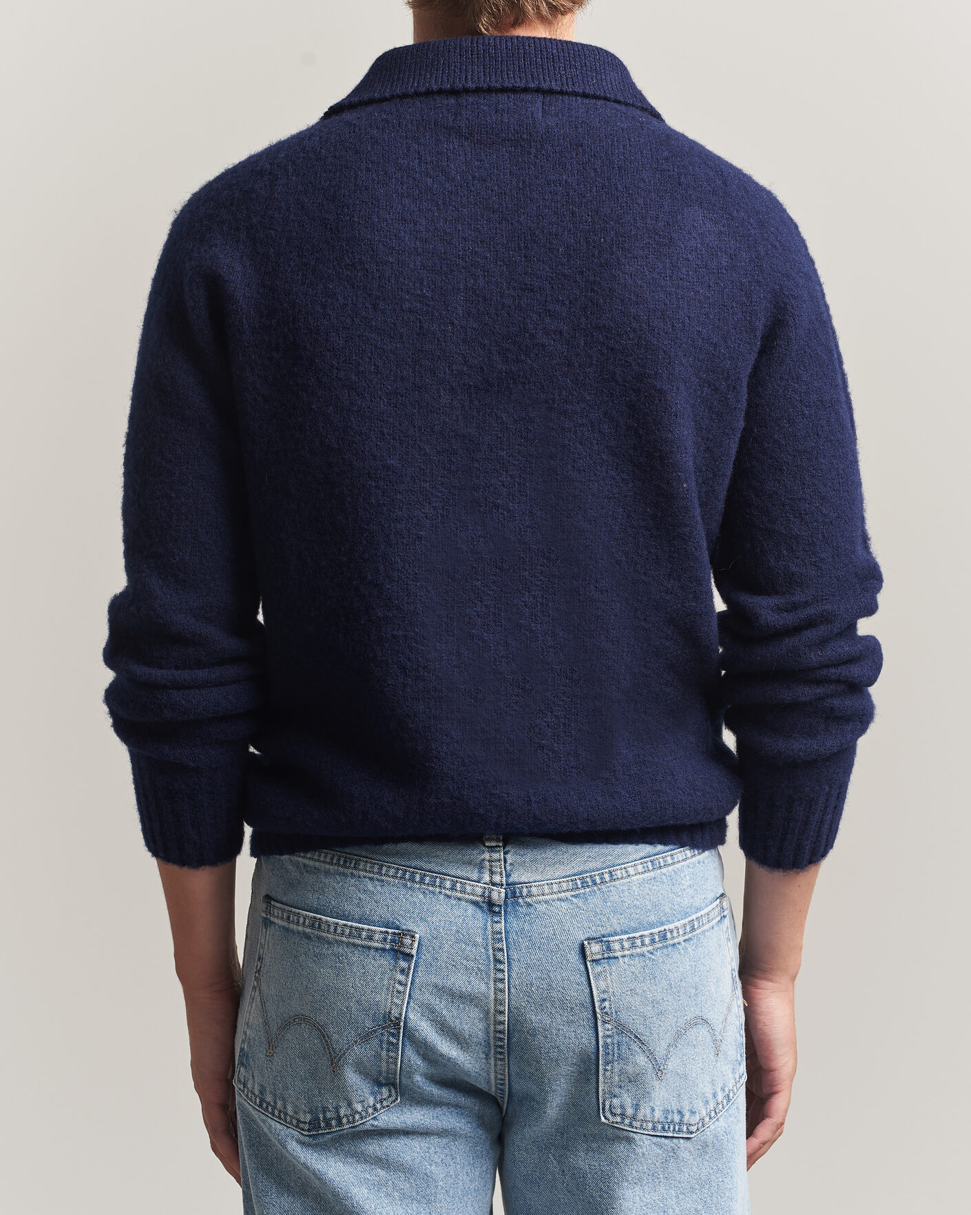 Herre | Trøjer | Harley Of Scotland | Brushed Supersoft Lambswool Polo Navy