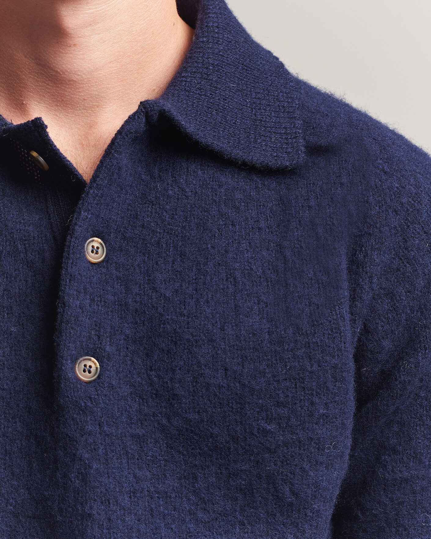 Herre | Trøjer | Harley Of Scotland | Brushed Supersoft Lambswool Polo Navy