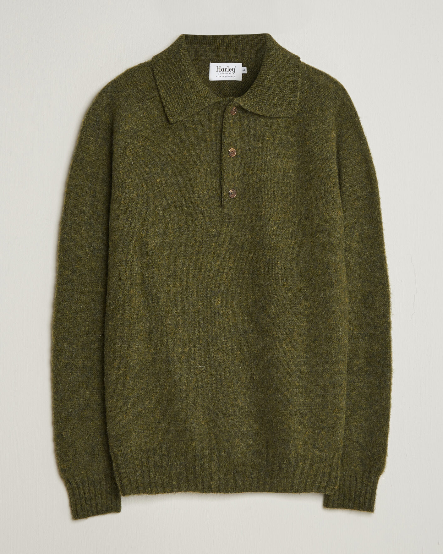 Herre | Trøjer | Harley Of Scotland | Brushed Supersoft Lambswool Polo Scots Pine