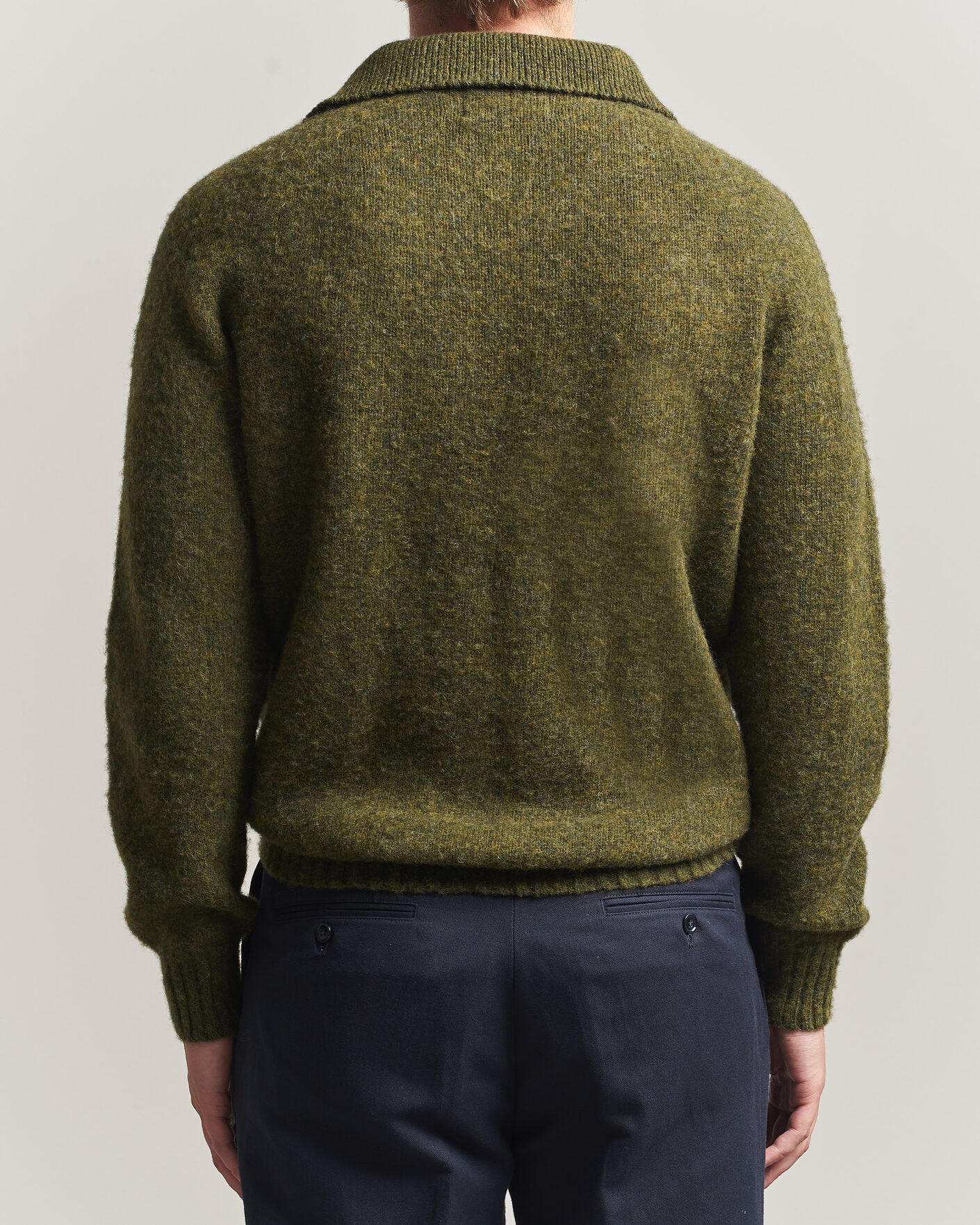 Herre | Trøjer | Harley Of Scotland | Brushed Supersoft Lambswool Polo Scots Pine