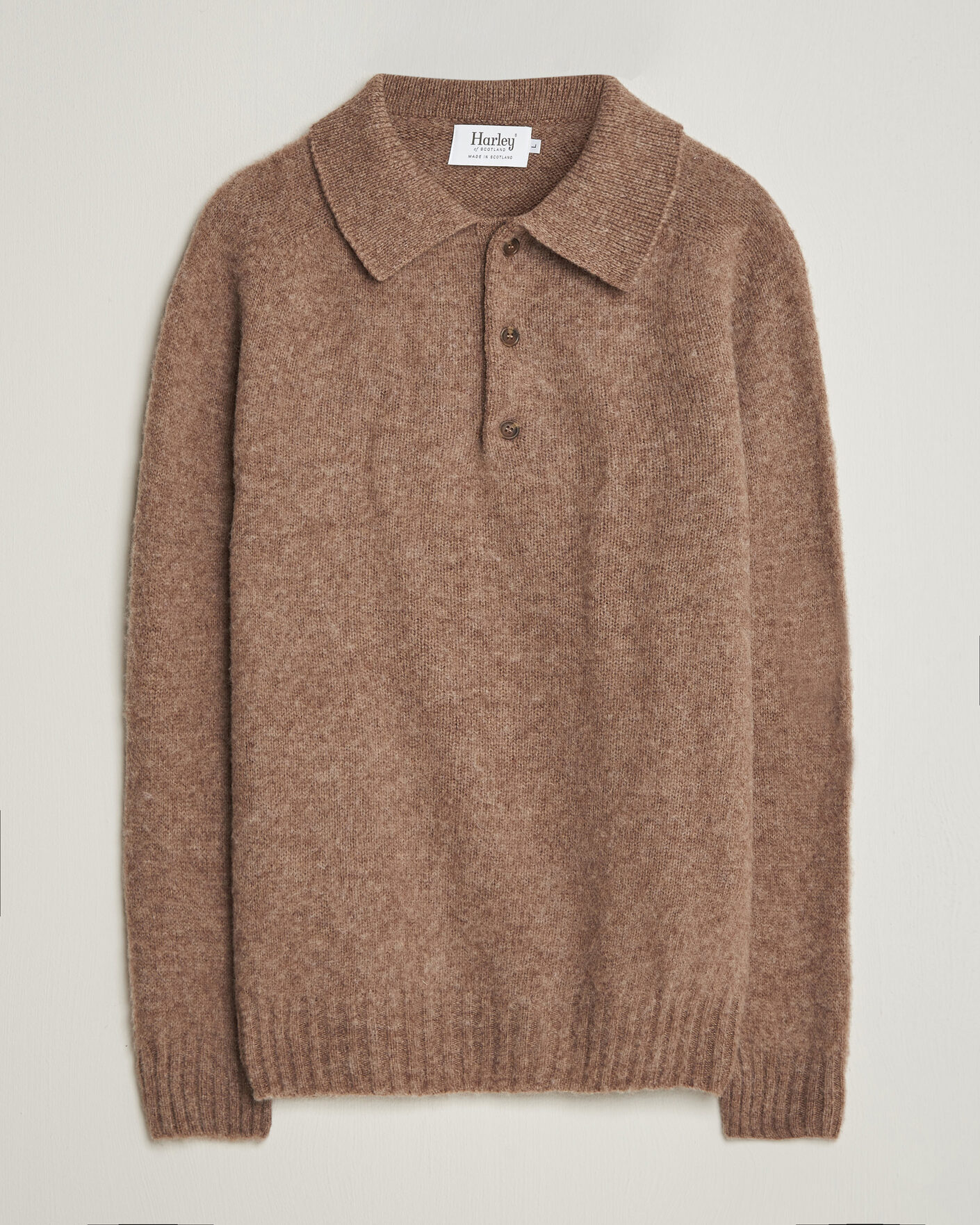 Herre | Trøjer | Harley Of Scotland | Brushed Supersoft Lambswool Polo Tundra