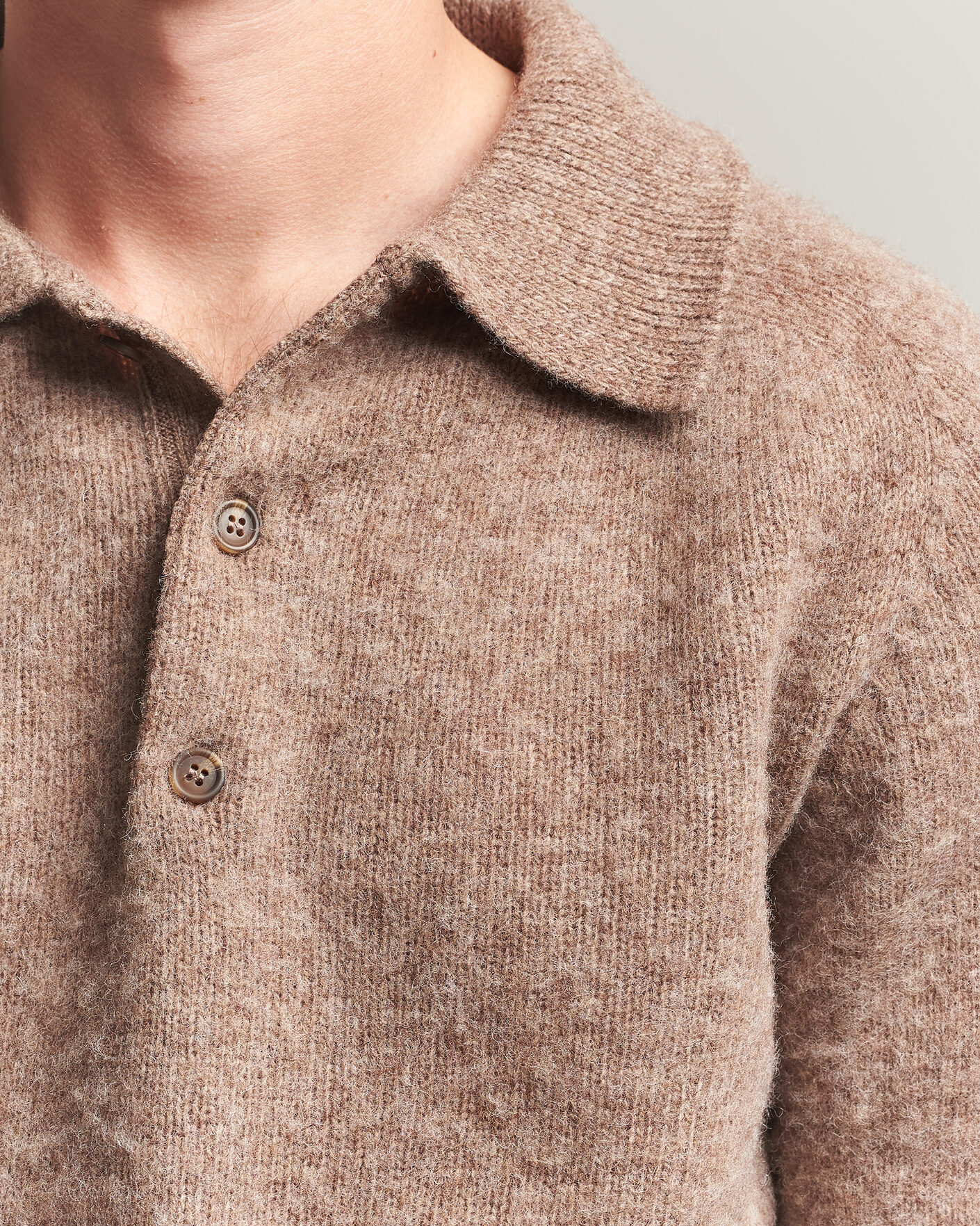 Herre | Trøjer | Harley Of Scotland | Brushed Supersoft Lambswool Polo Tundra