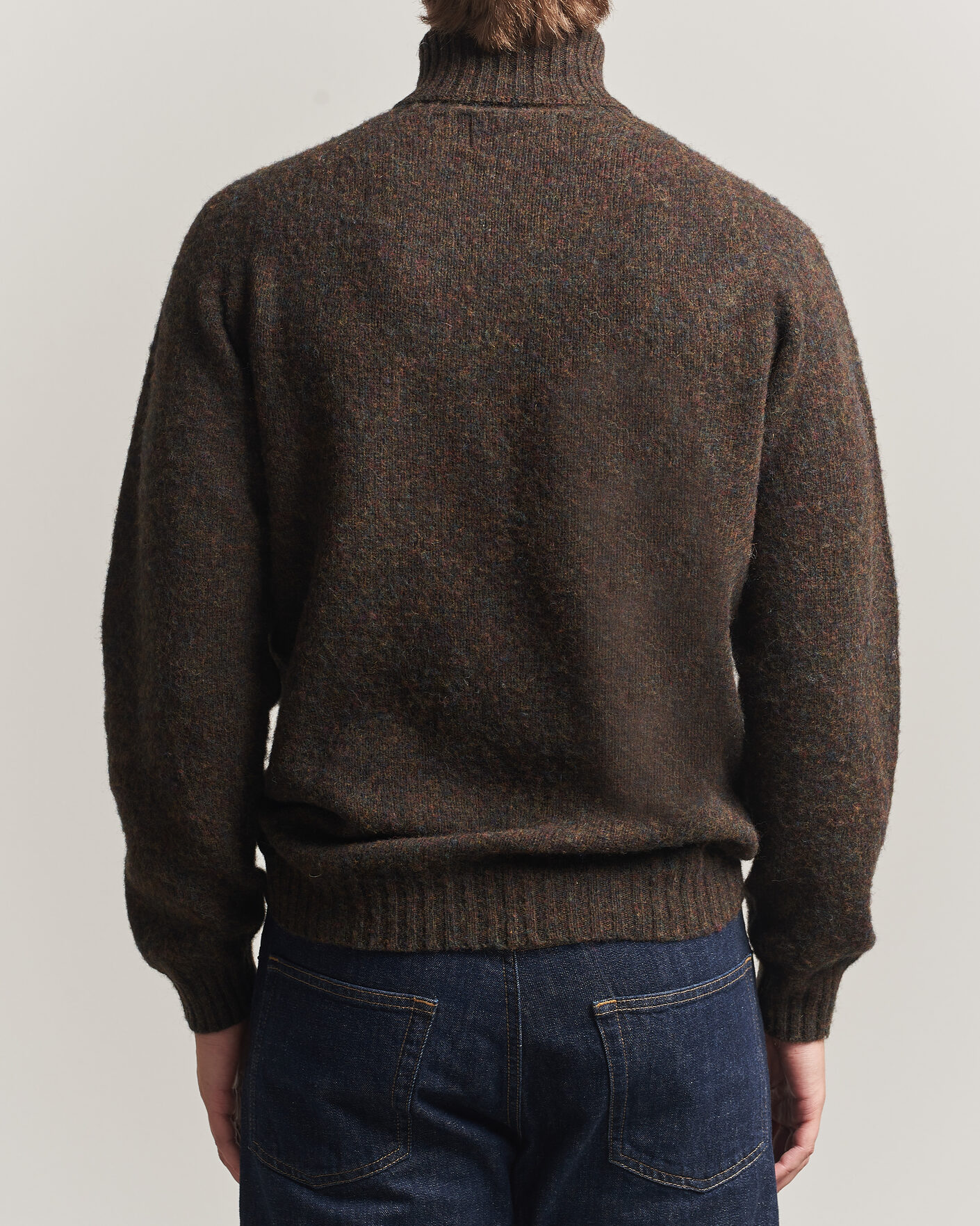 Herre | Trøjer | Harley Of Scotland | Brushed Supersoft Lambswool Rollneck Carob