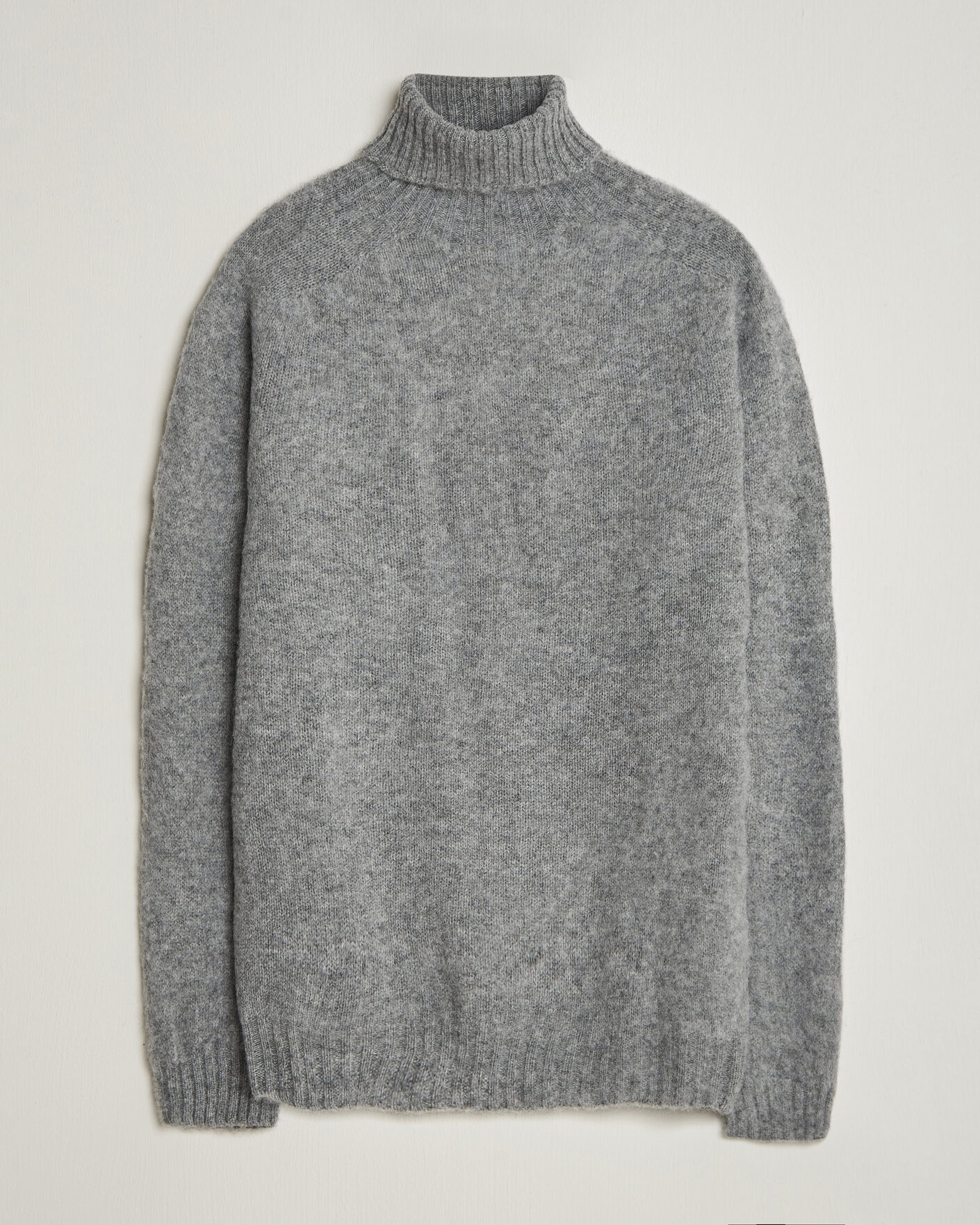 Herre | Trøjer | Harley Of Scotland | Brushed Supersoft Lambswool Rollneck Mid Grey