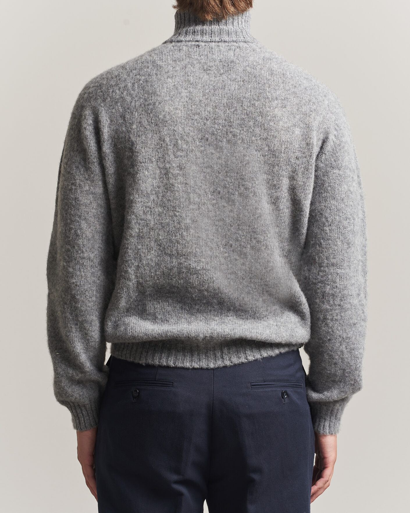 Herre | Trøjer | Harley Of Scotland | Brushed Supersoft Lambswool Rollneck Mid Grey