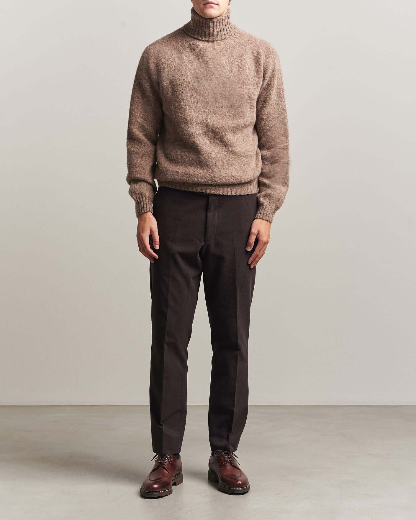 Herre | Trøjer | Harley Of Scotland | Brushed Supersoft Lambswool Rollneck Tundra