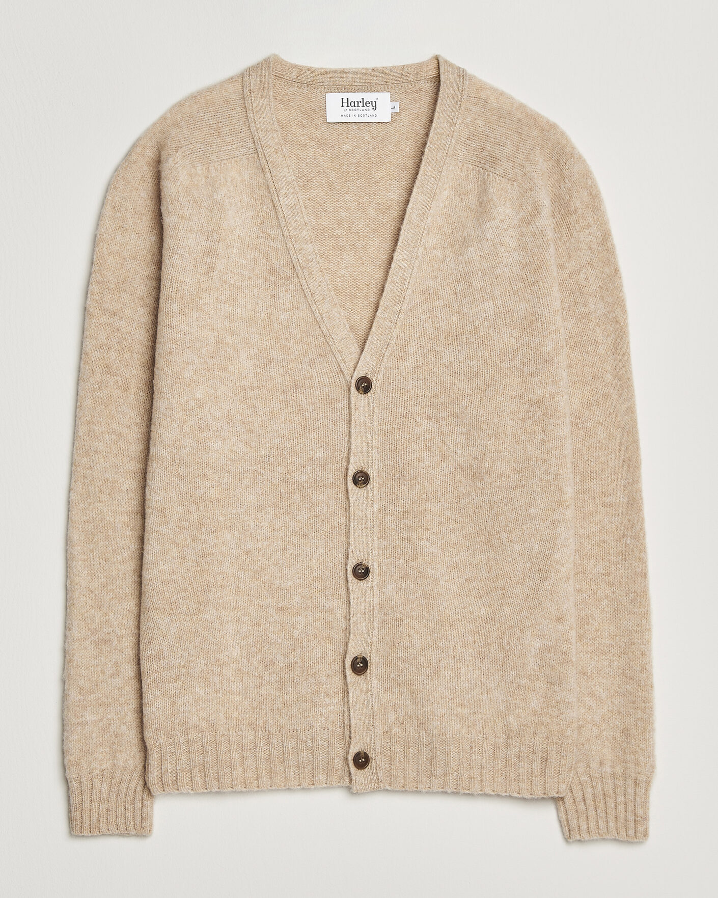 Herre | Trøjer | Harley Of Scotland | Brushed Supersoft Lambswool Cardigan Calico