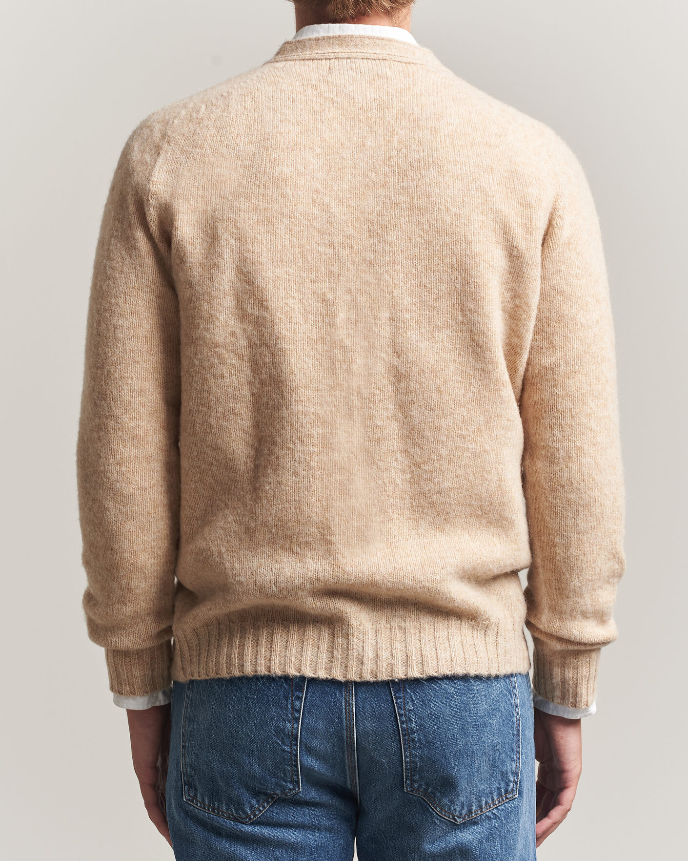Herre | Trøjer | Harley Of Scotland | Brushed Supersoft Lambswool Cardigan Calico