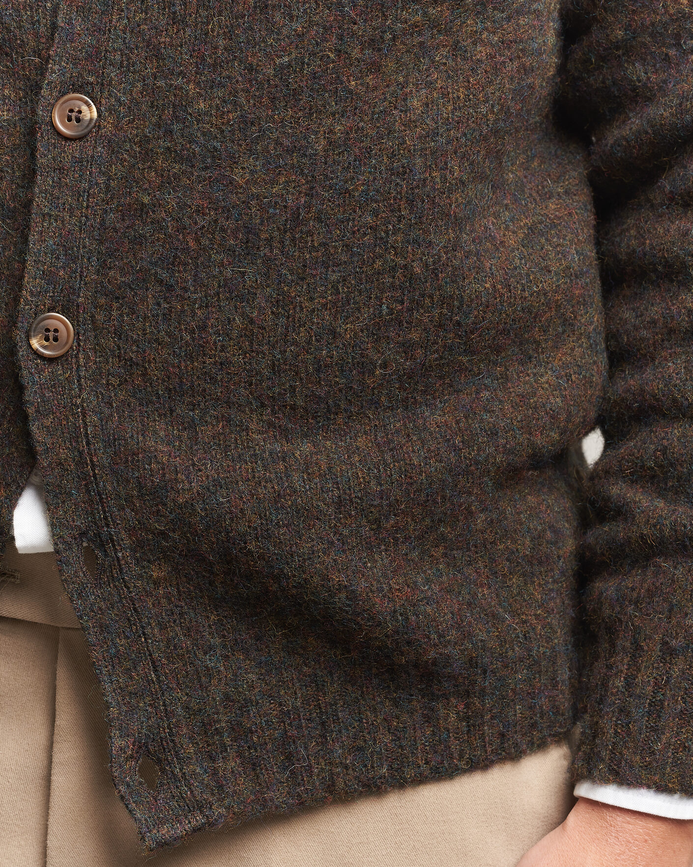 Herre | Trøjer | Harley Of Scotland | Brushed Supersoft Lambswool Cardigan Carob