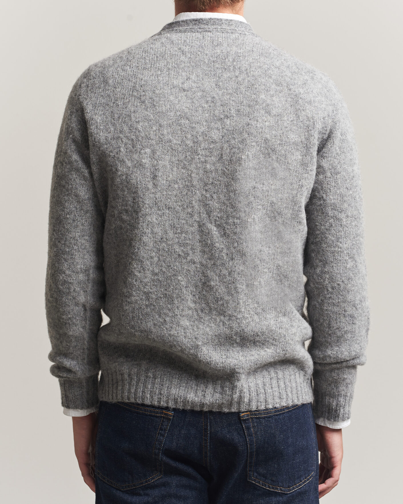 Herre | Trøjer | Harley Of Scotland | Brushed Supersoft Lambswool Cardigan Mid Grey