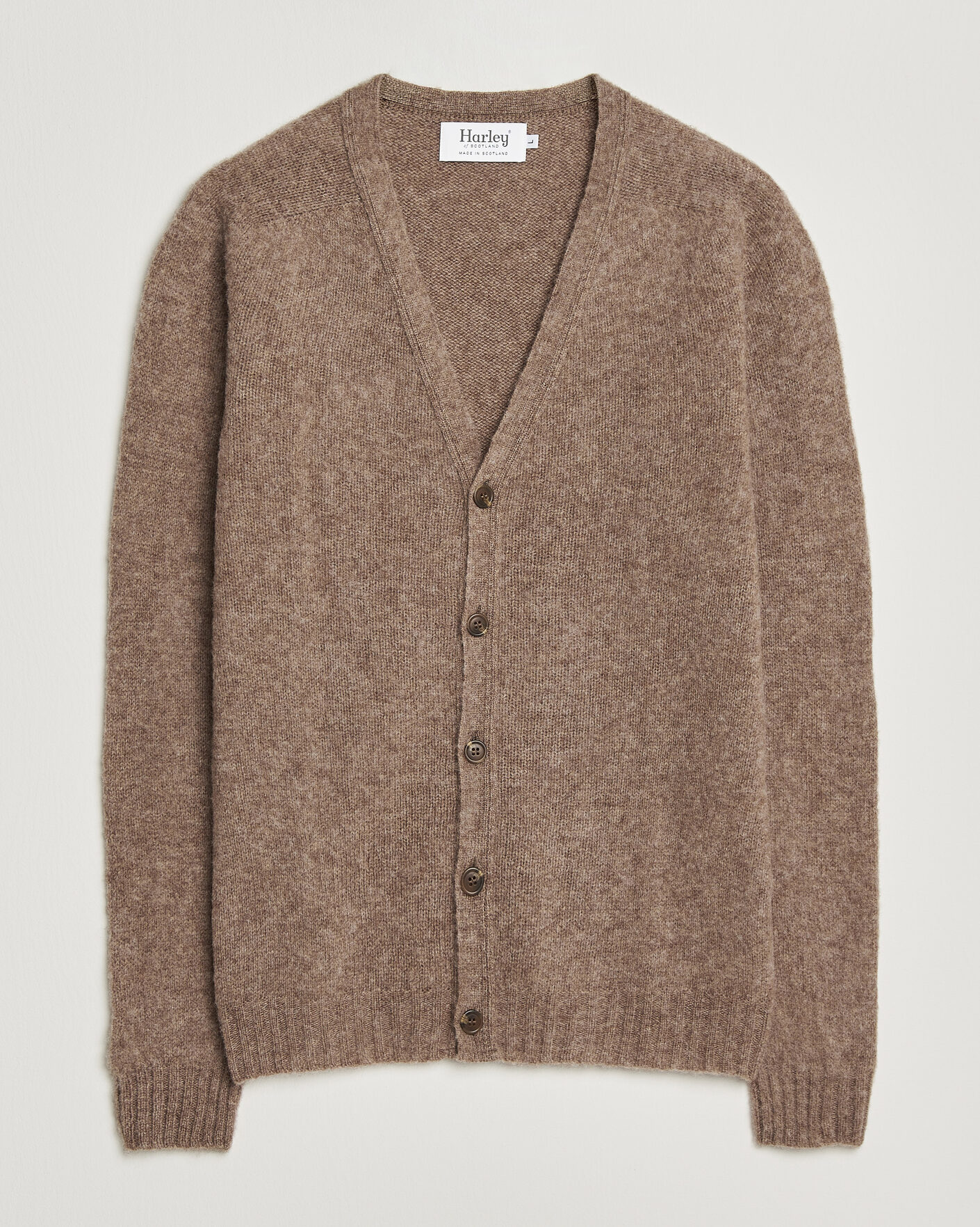 Herre | Trøjer | Harley Of Scotland | Brushed Supersoft Lambswool Cardigan Tundra