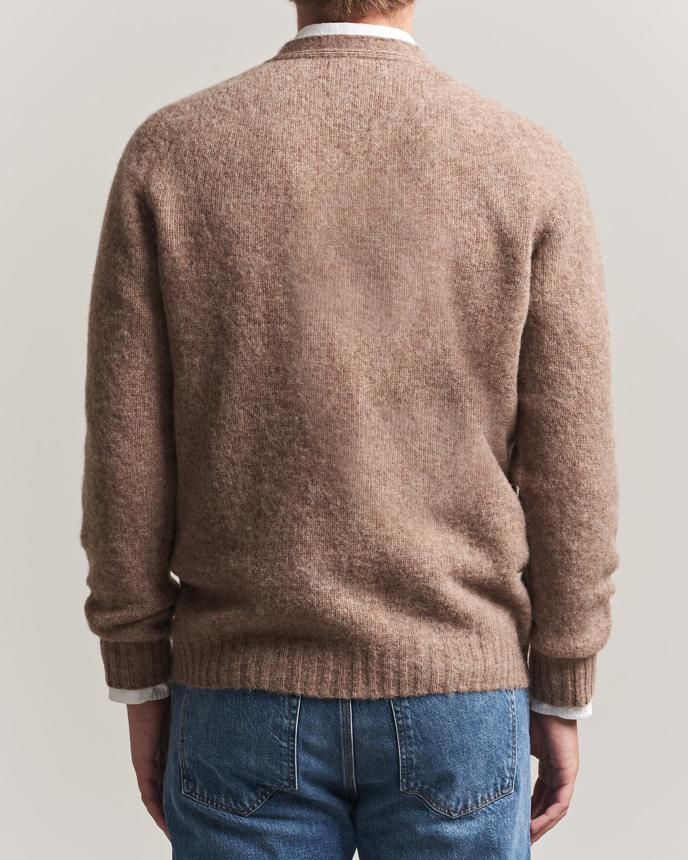 Herre | Trøjer | Harley Of Scotland | Brushed Supersoft Lambswool Cardigan Tundra