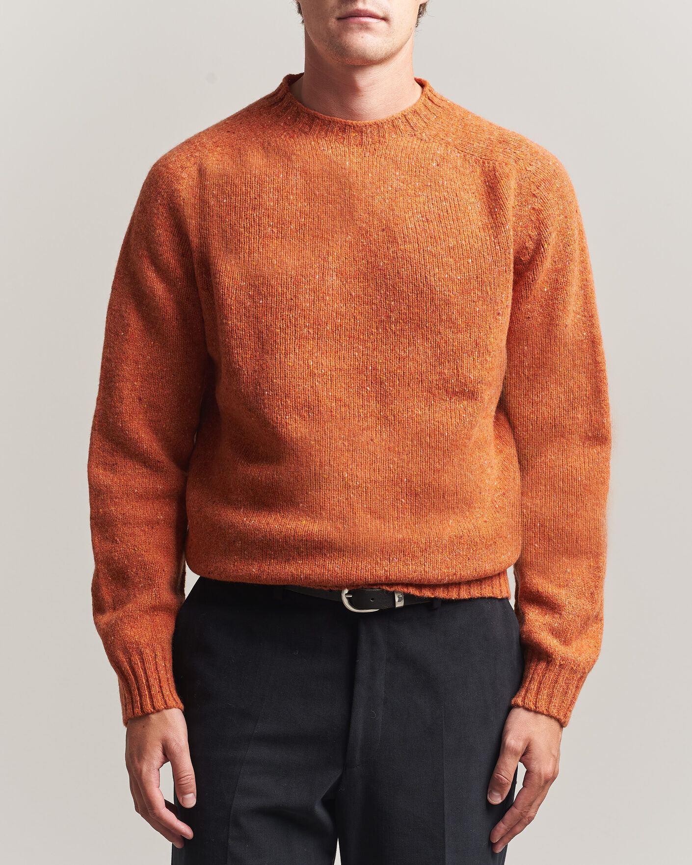 Herre | Business & Beyond | Harley Of Scotland | Donegal Wool Crewneck Orange