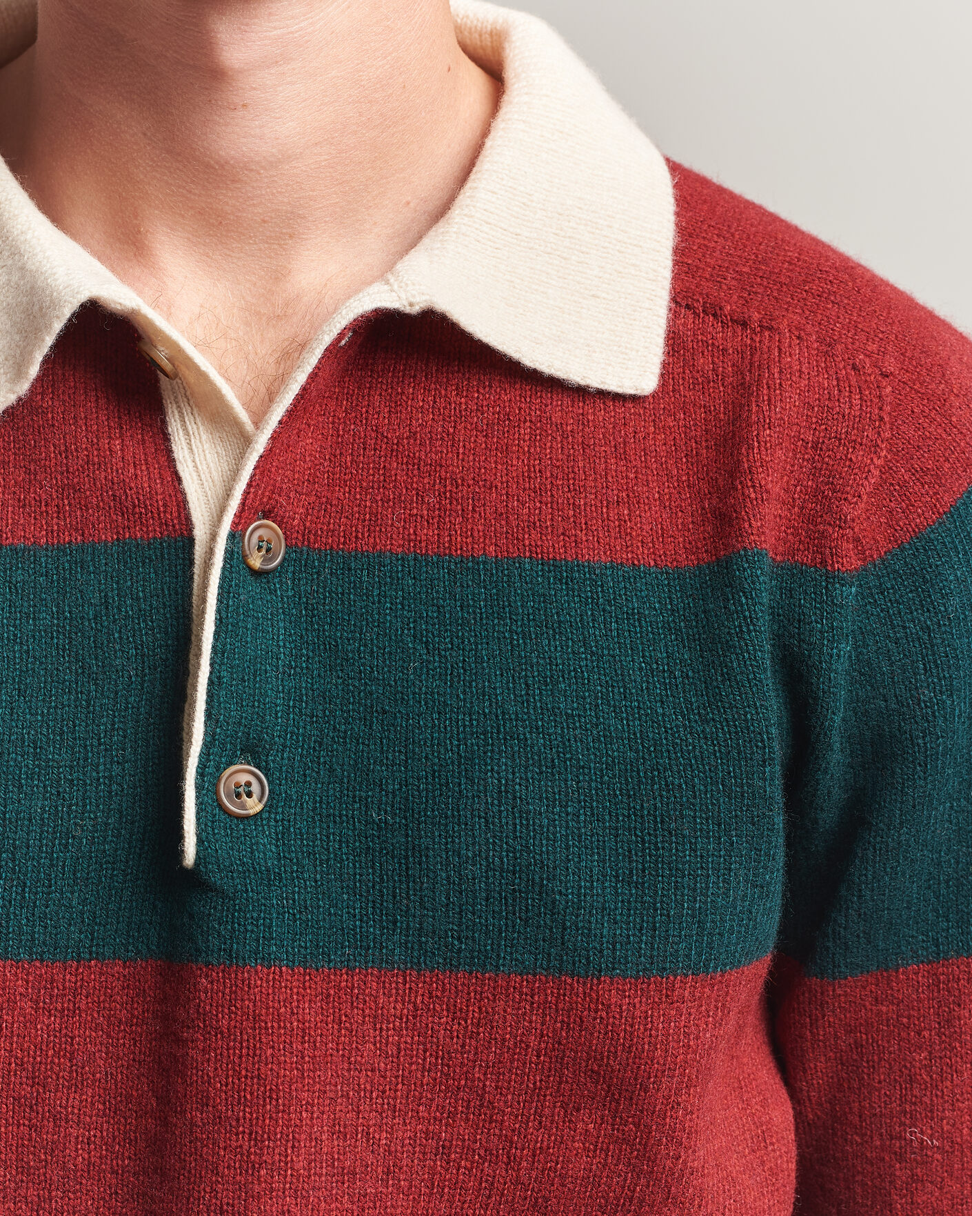 Herre | Trøjer | Harley Of Scotland | Supersoft 2ply Lambswool Rugby Green/Red