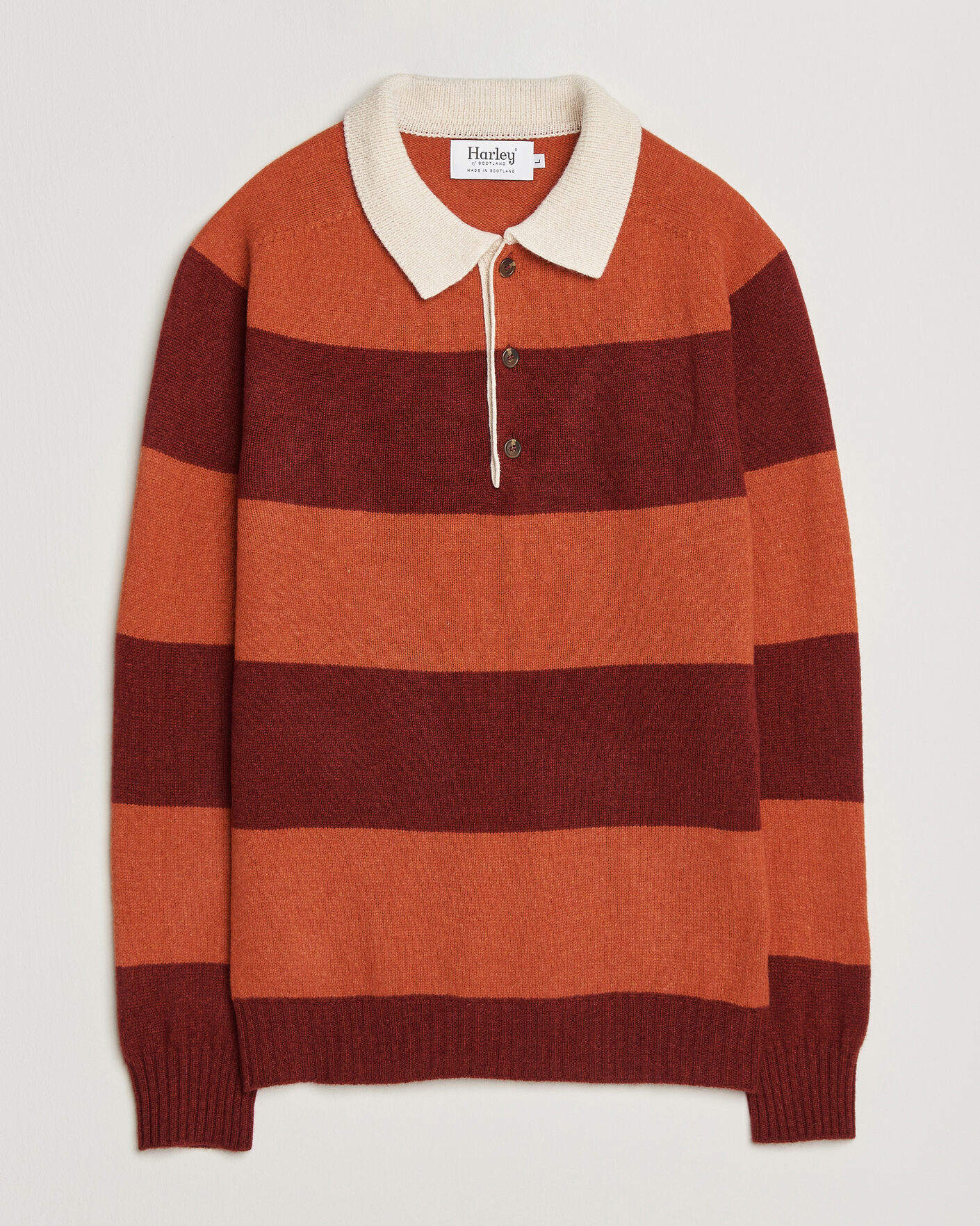 Herre | Trøjer | Harley Of Scotland | Supersoft 2ply Lambswool Rugby Red/Orange