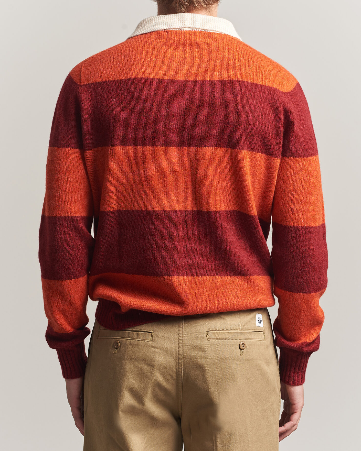Herre | Trøjer | Harley Of Scotland | Supersoft 2ply Lambswool Rugby Red/Orange