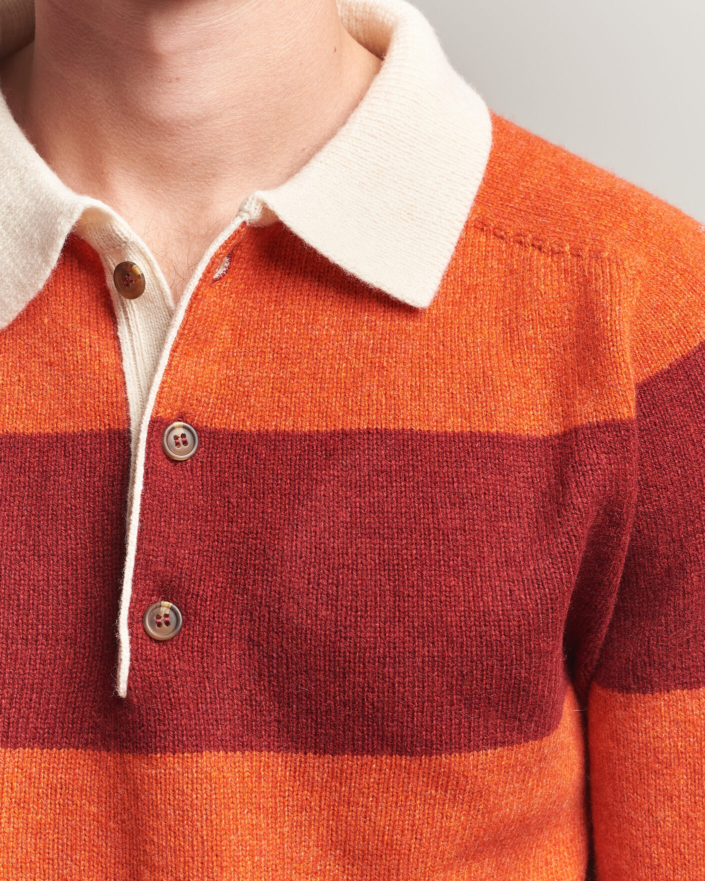 Herre | Trøjer | Harley Of Scotland | Supersoft 2ply Lambswool Rugby Red/Orange
