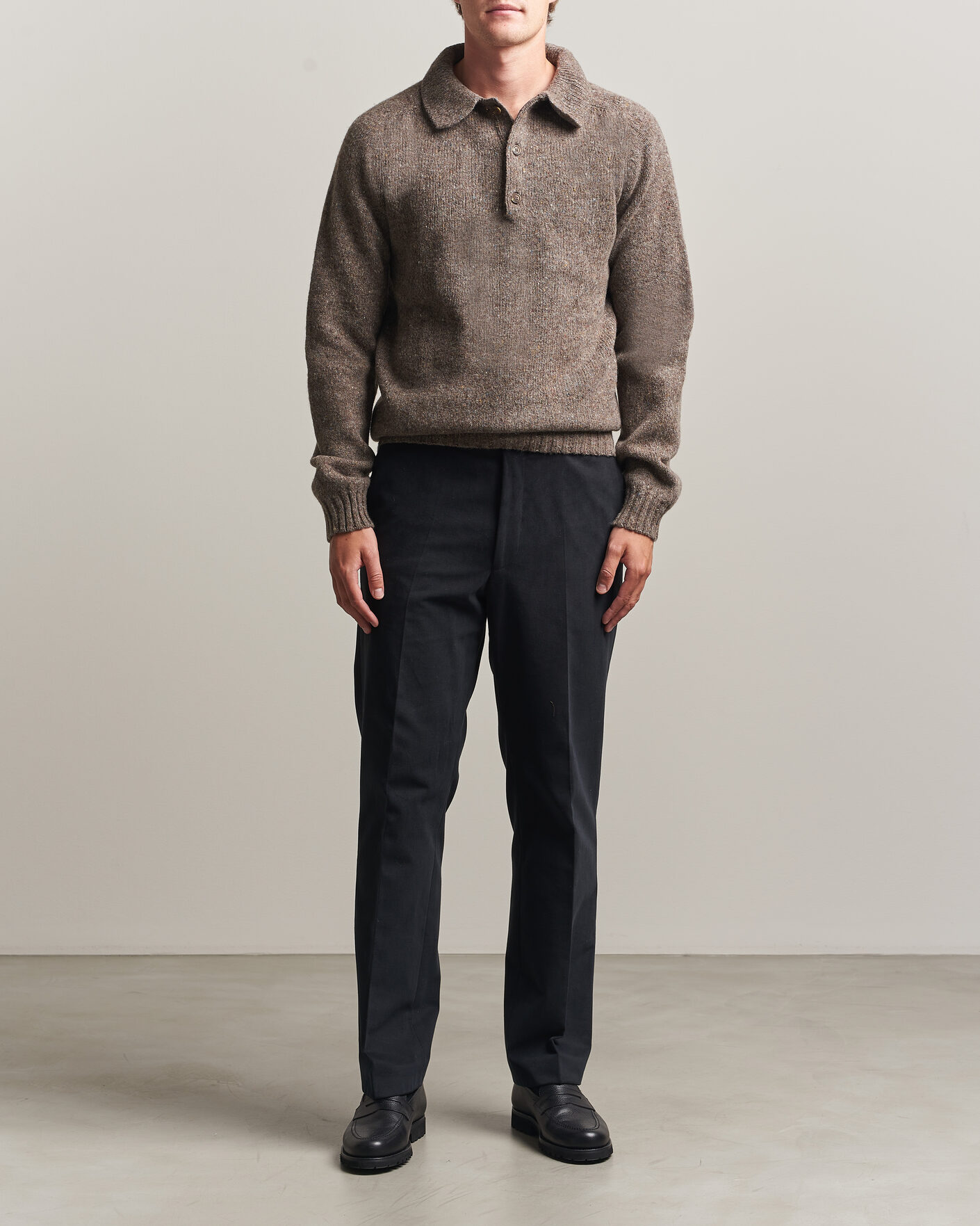 Herre | Trøjer | Harley Of Scotland | Donegal Wool Polo Brown