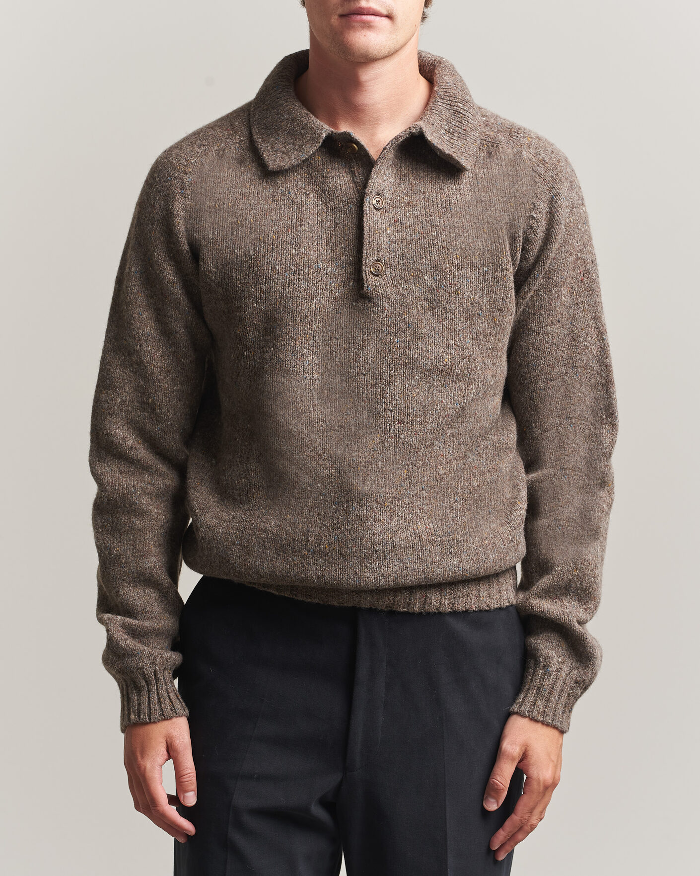 Herre | Trøjer | Harley Of Scotland | Donegal Wool Polo Brown