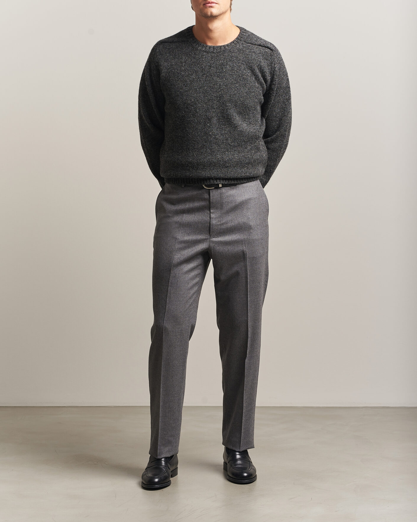 Herre | Bukser | Kamakura Shirts | Saxony Wool Ivy Trousers Mid Gray
