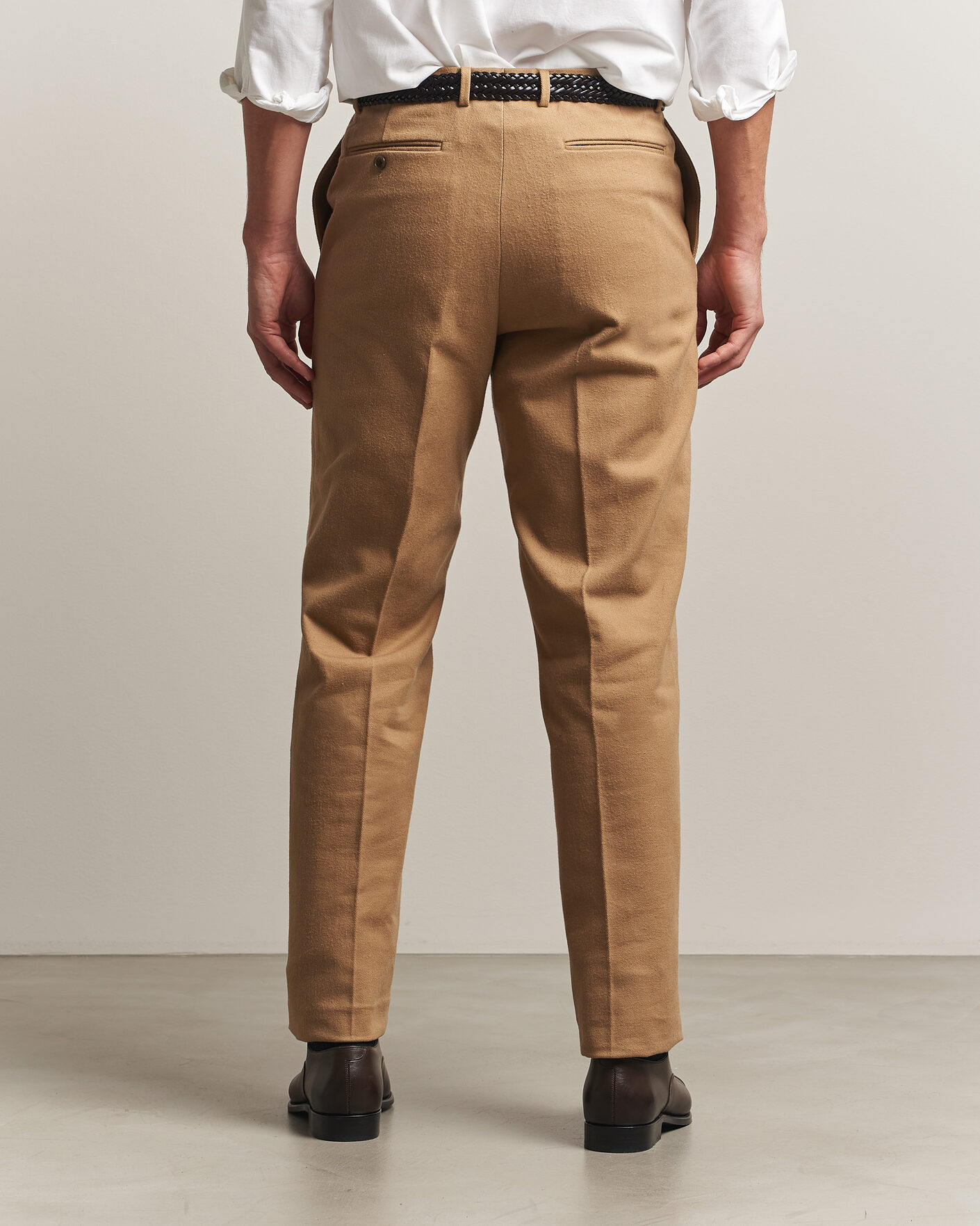 Herre | Bukser | Kamakura Shirts | Brushed Cotton Twill Ivy Trousers Beige