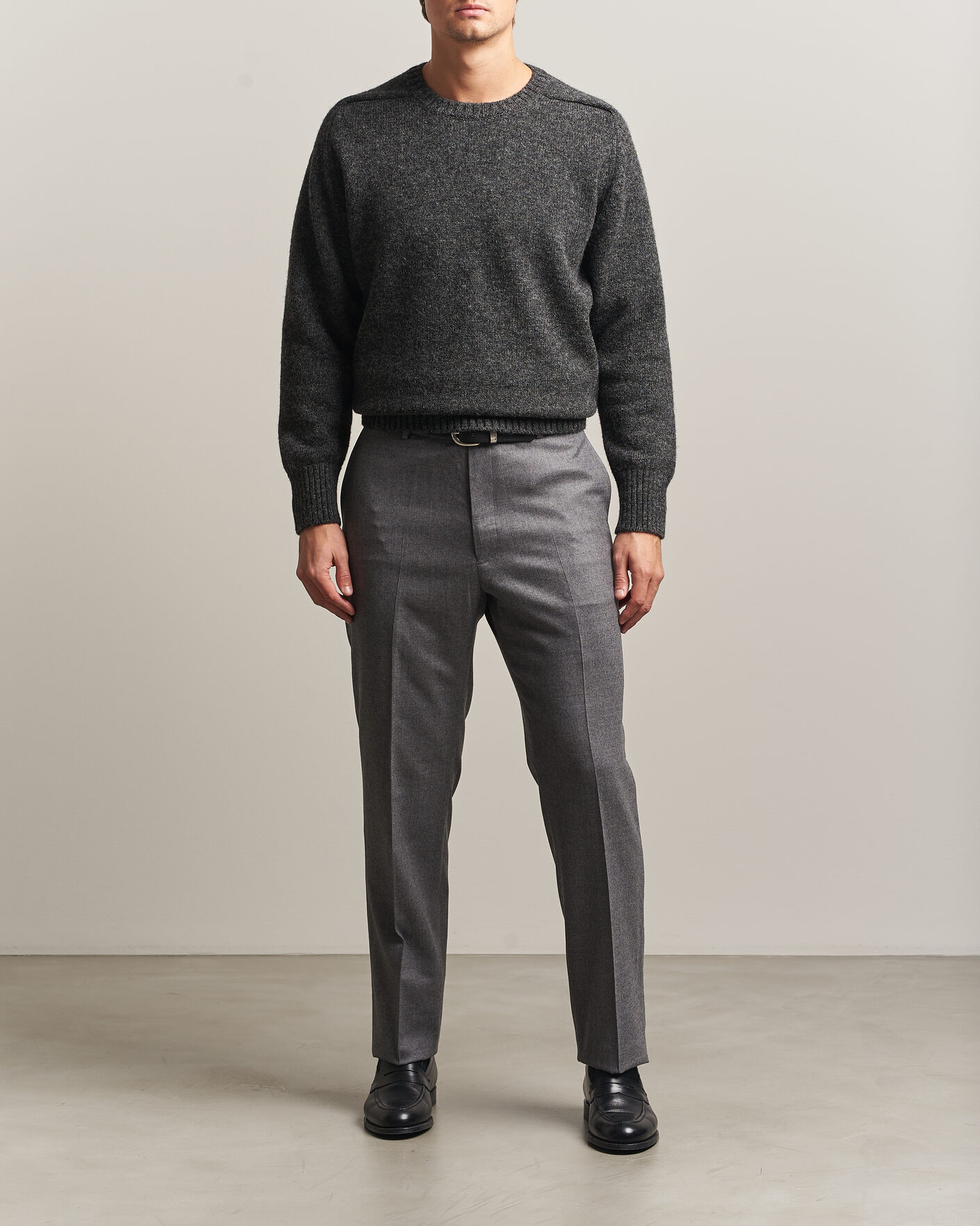 Herre | Trøjer | Kamakura Shirts | 5 Gauge Shetland Sweater Gray