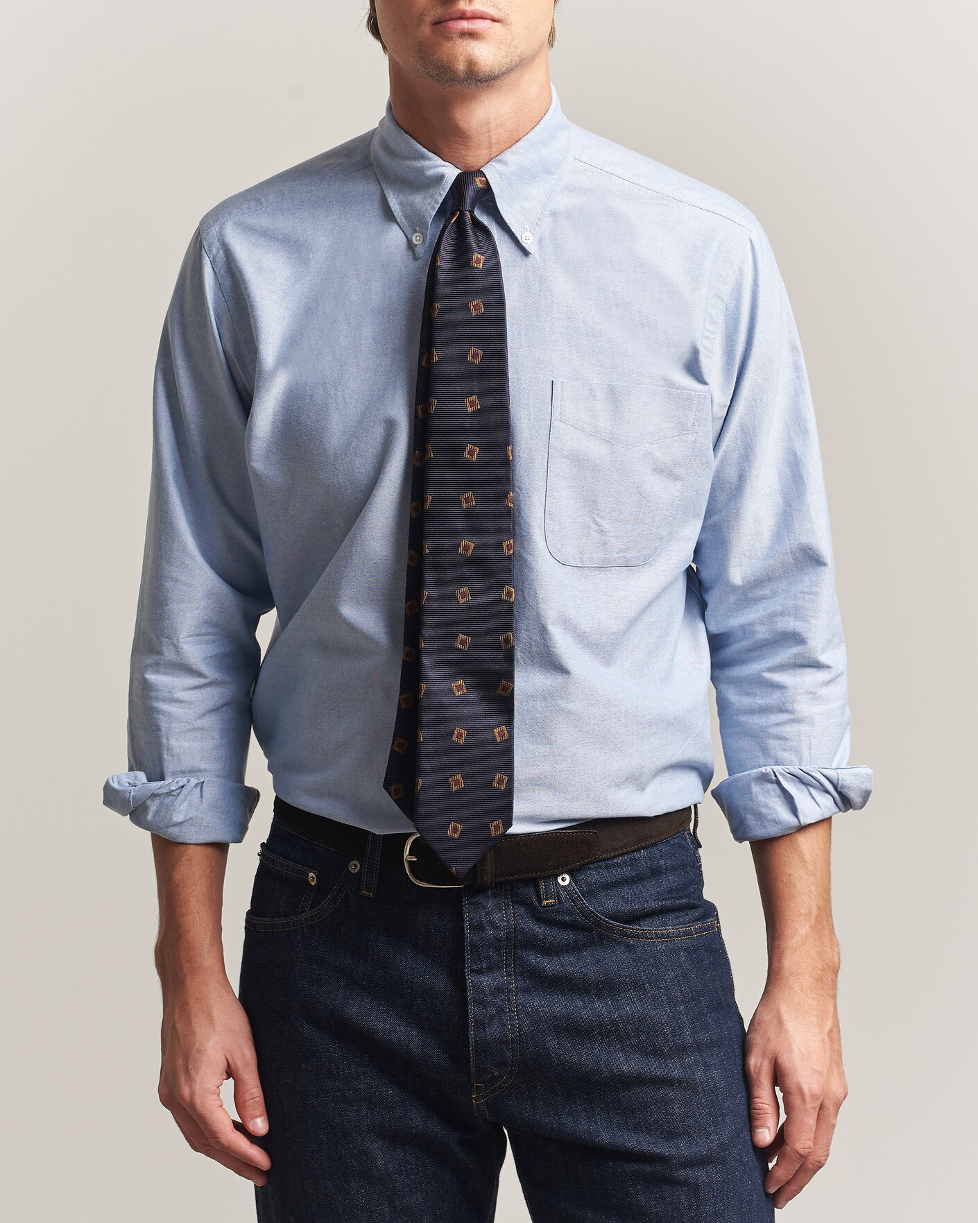 Herre | Skjorter | Kamakura Shirts | Ametora Japanese Oxford BD Shirt Light Blue