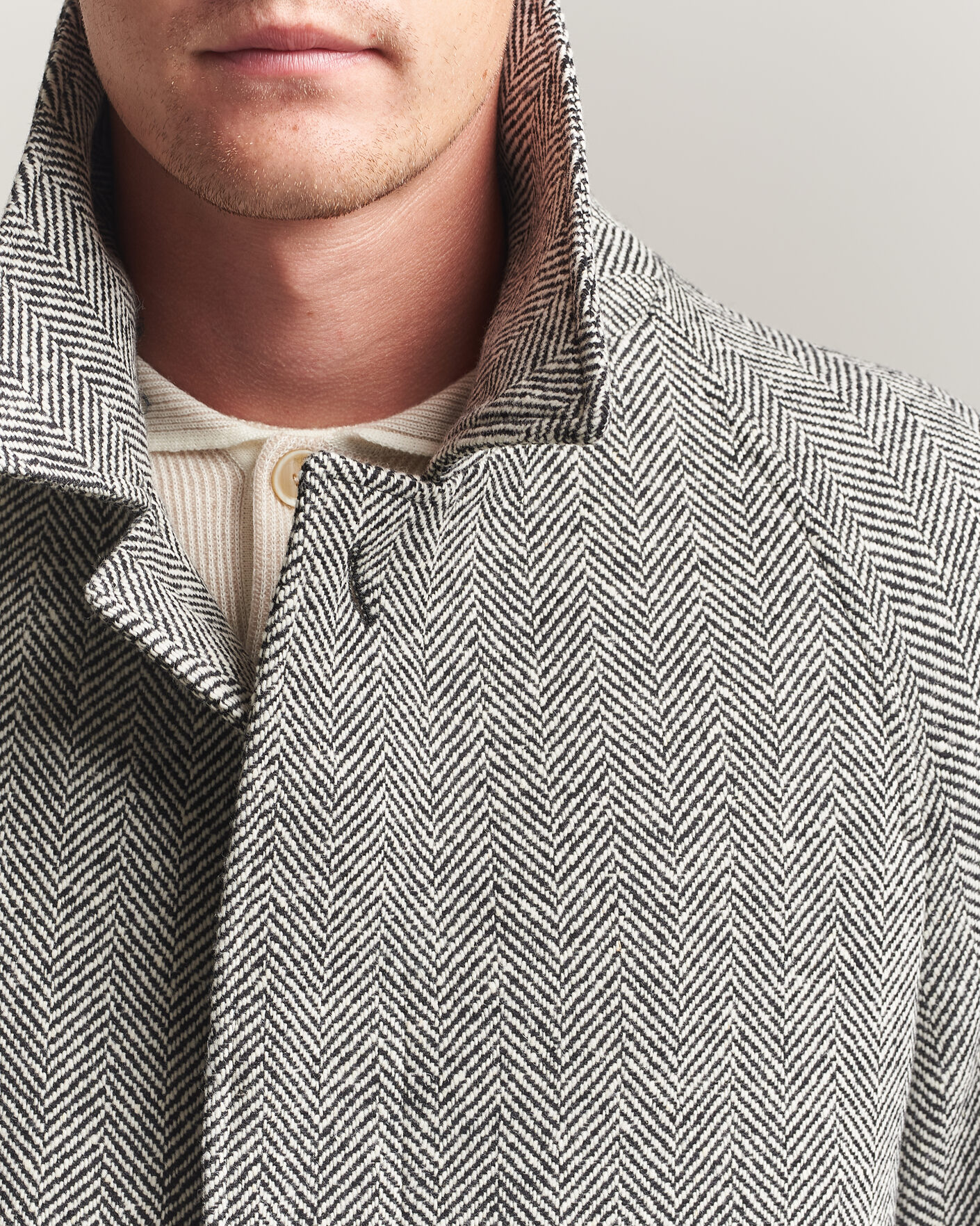 Herre | Jakker | Lardini | Wool Herringbone Raglan Coat Dark Grey