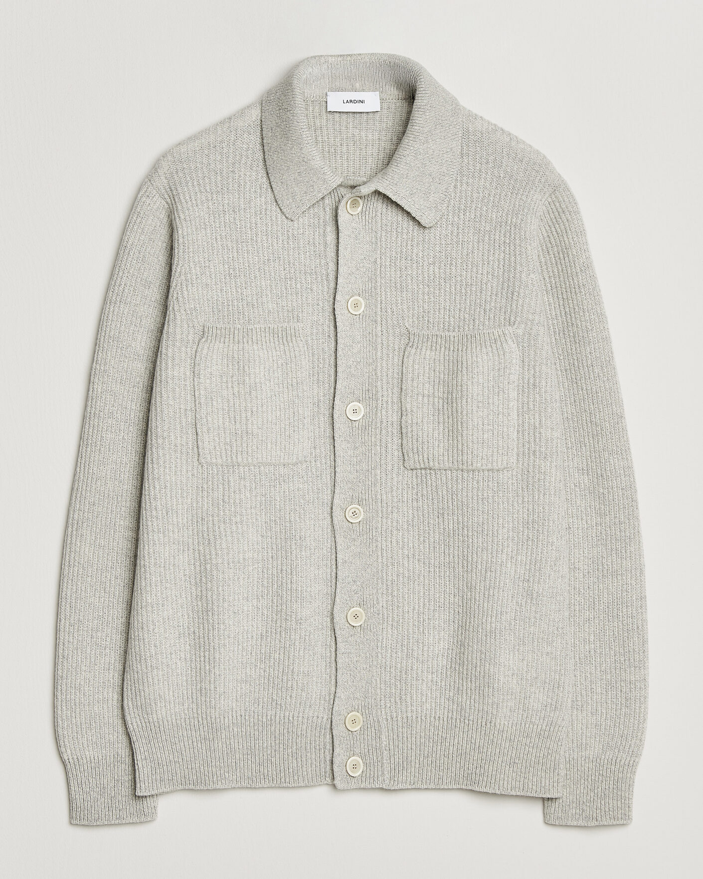 Herre | Trøjer | Lardini | Heavy Knitted Cardigan Light Grey
