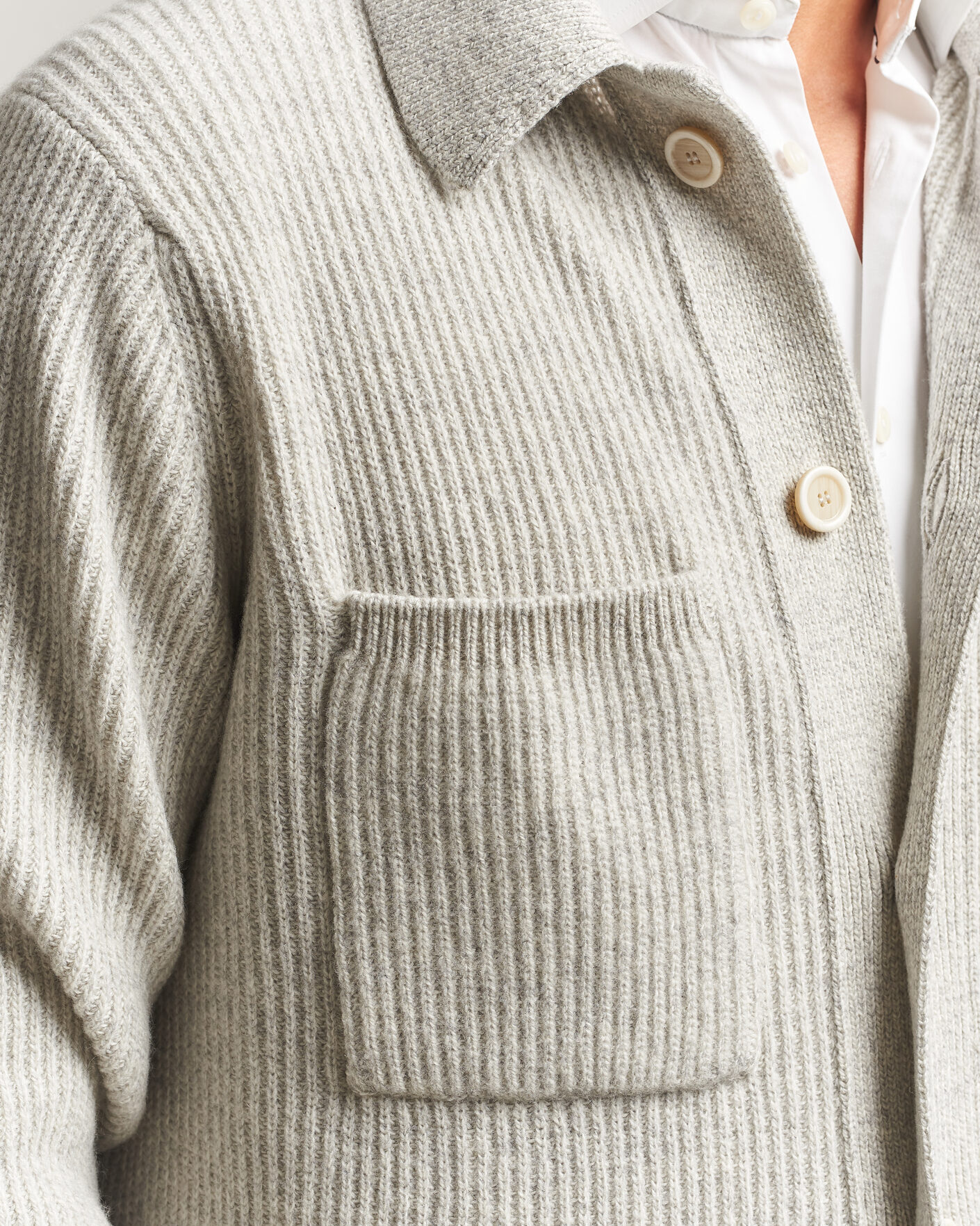 Herre | Trøjer | Lardini | Heavy Knitted Cardigan Light Grey