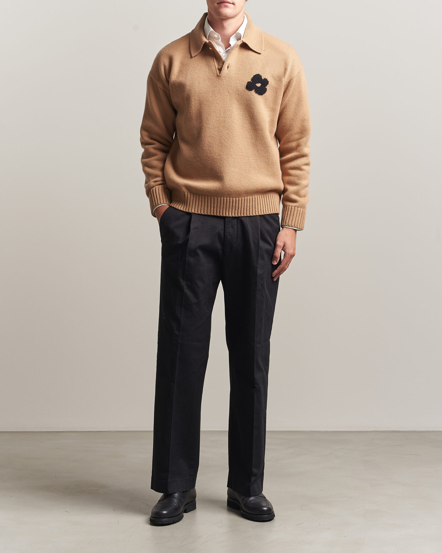 Herre | Trøjer | Lardini | Knitted Wool/Cashmere Polo Brown