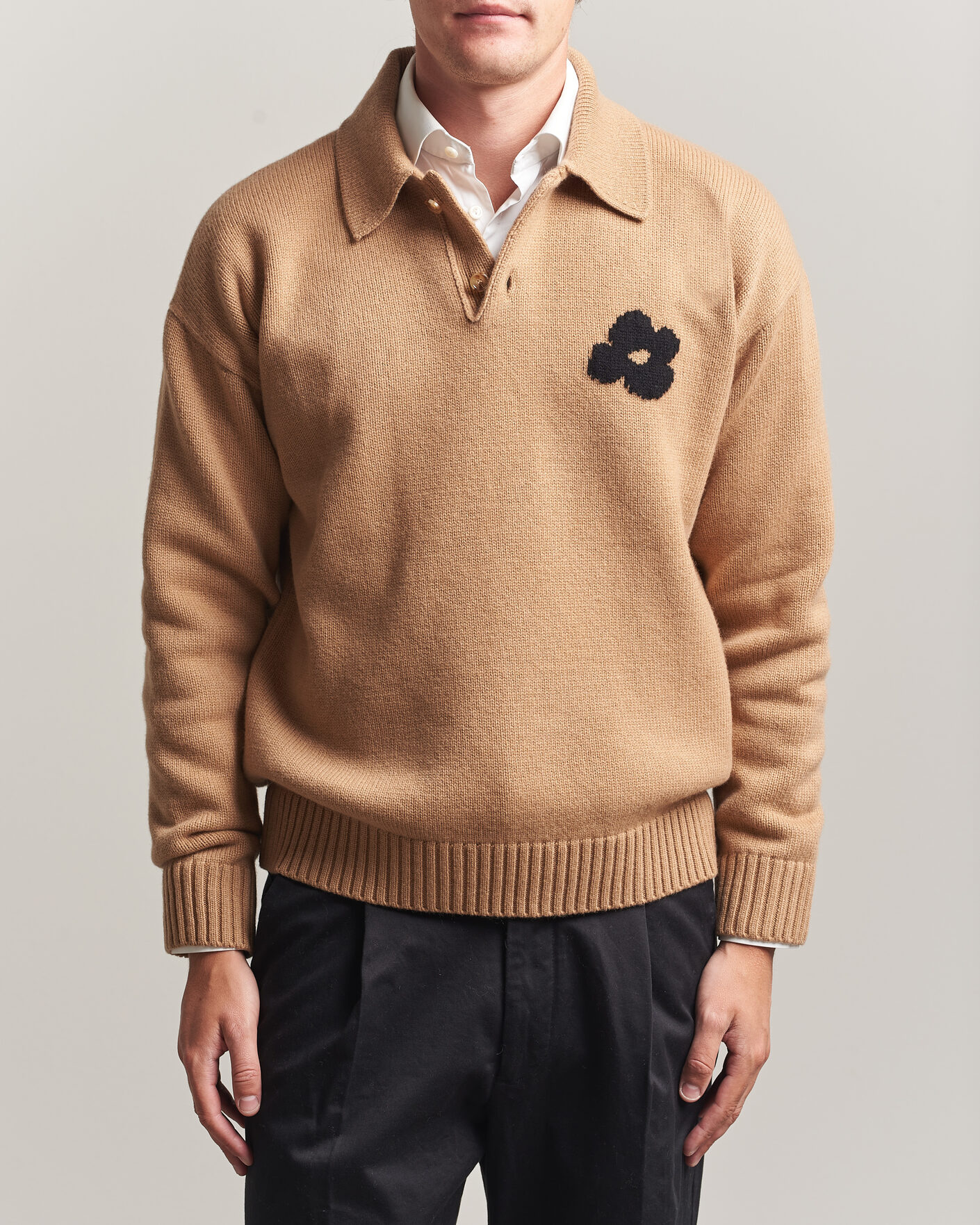 Herre | Trøjer | Lardini | Knitted Wool/Cashmere Polo Brown