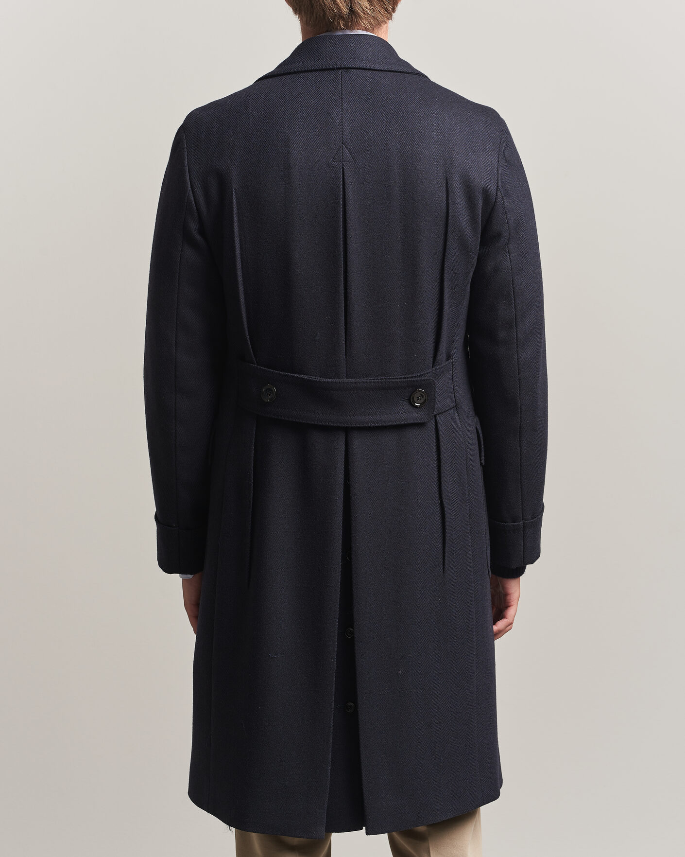 Herre | Jakker | Lardini | Ulster Wool/Cashmere Tonal Herringbone Coat Navy