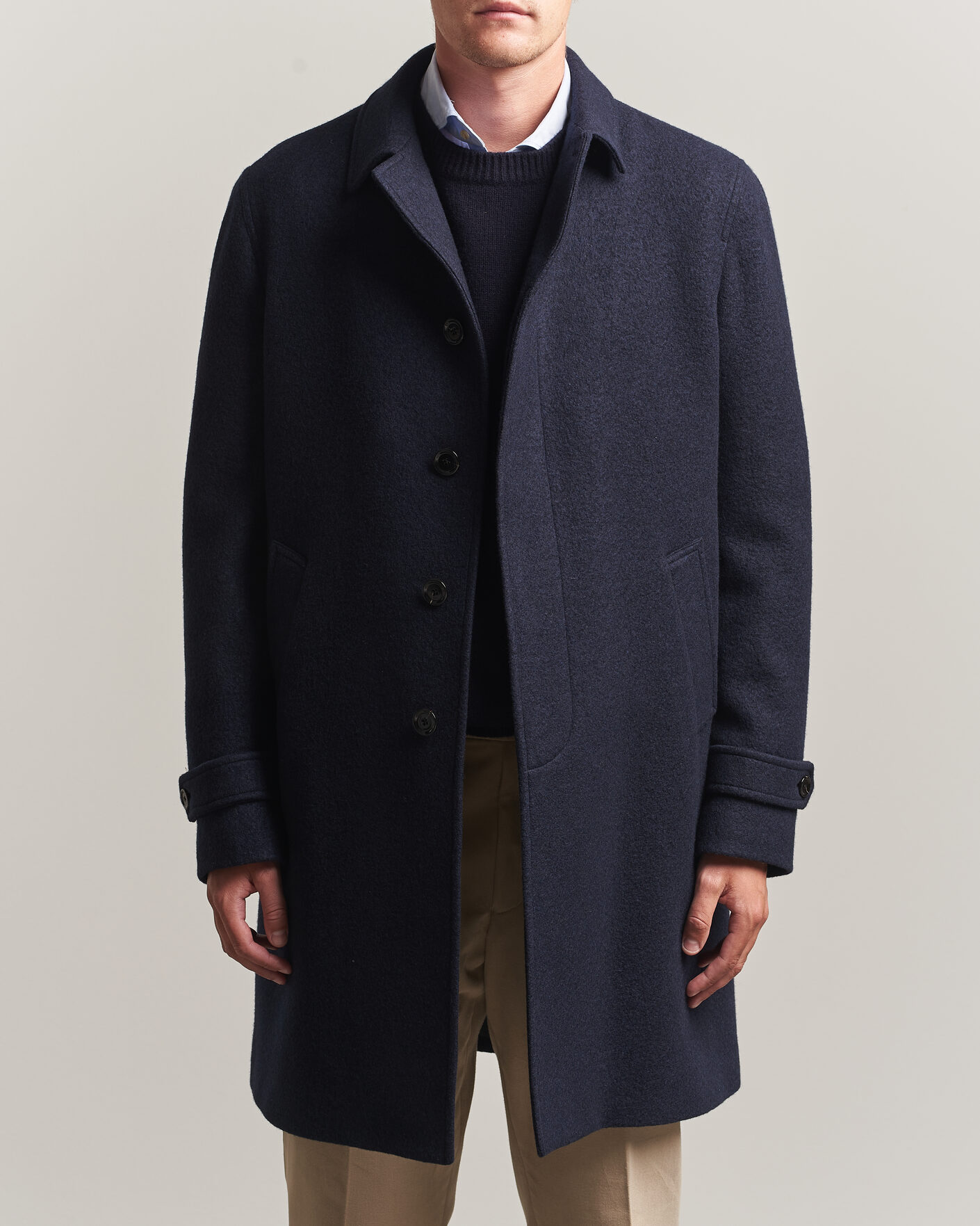 Herre | Jakker | Lardini | Wool/Cashmere Boucle Car Coat Navy
