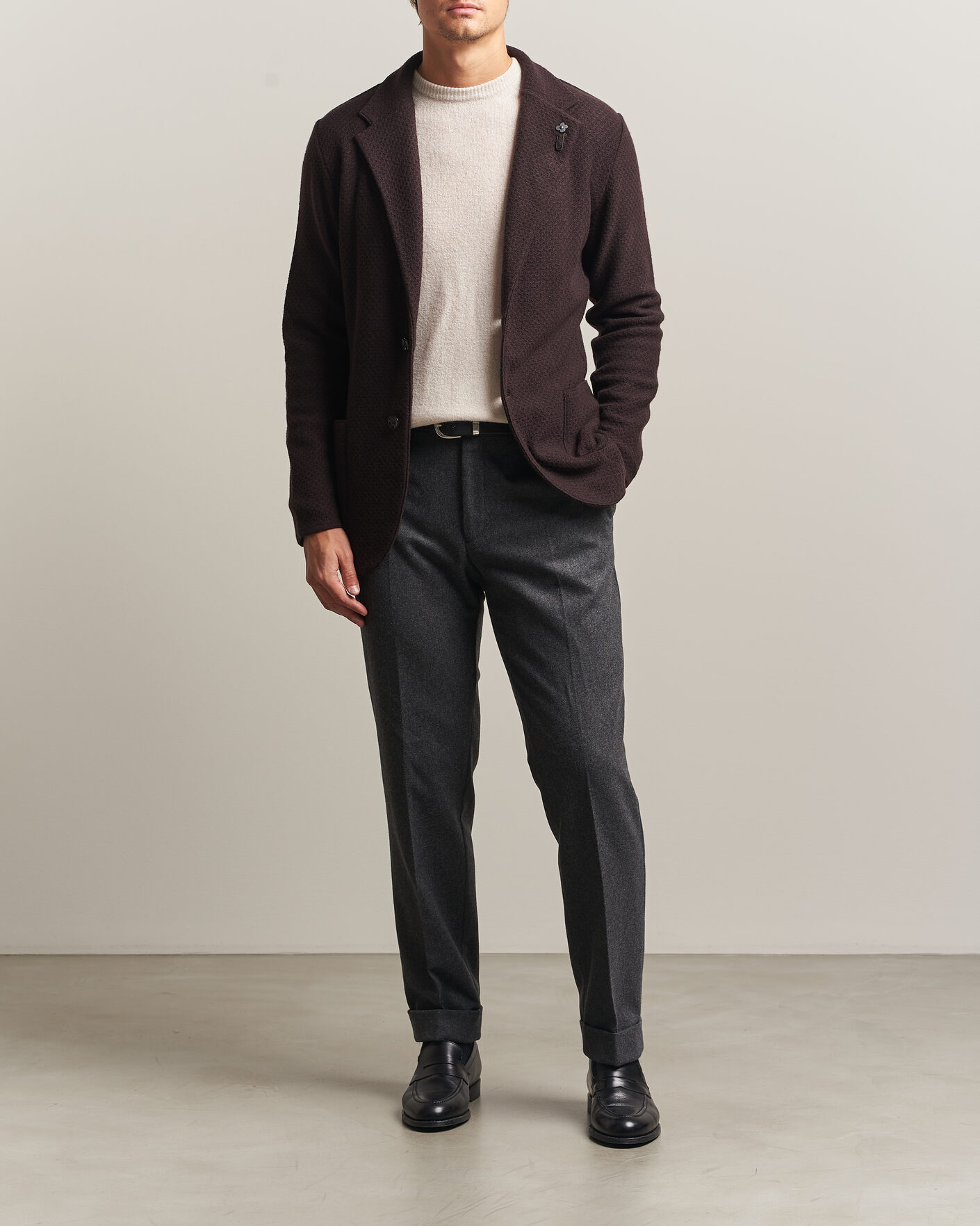 Herre | Blazere & jakker | Lardini | Knitted Structure Wool/Cashmere Blazer Brown