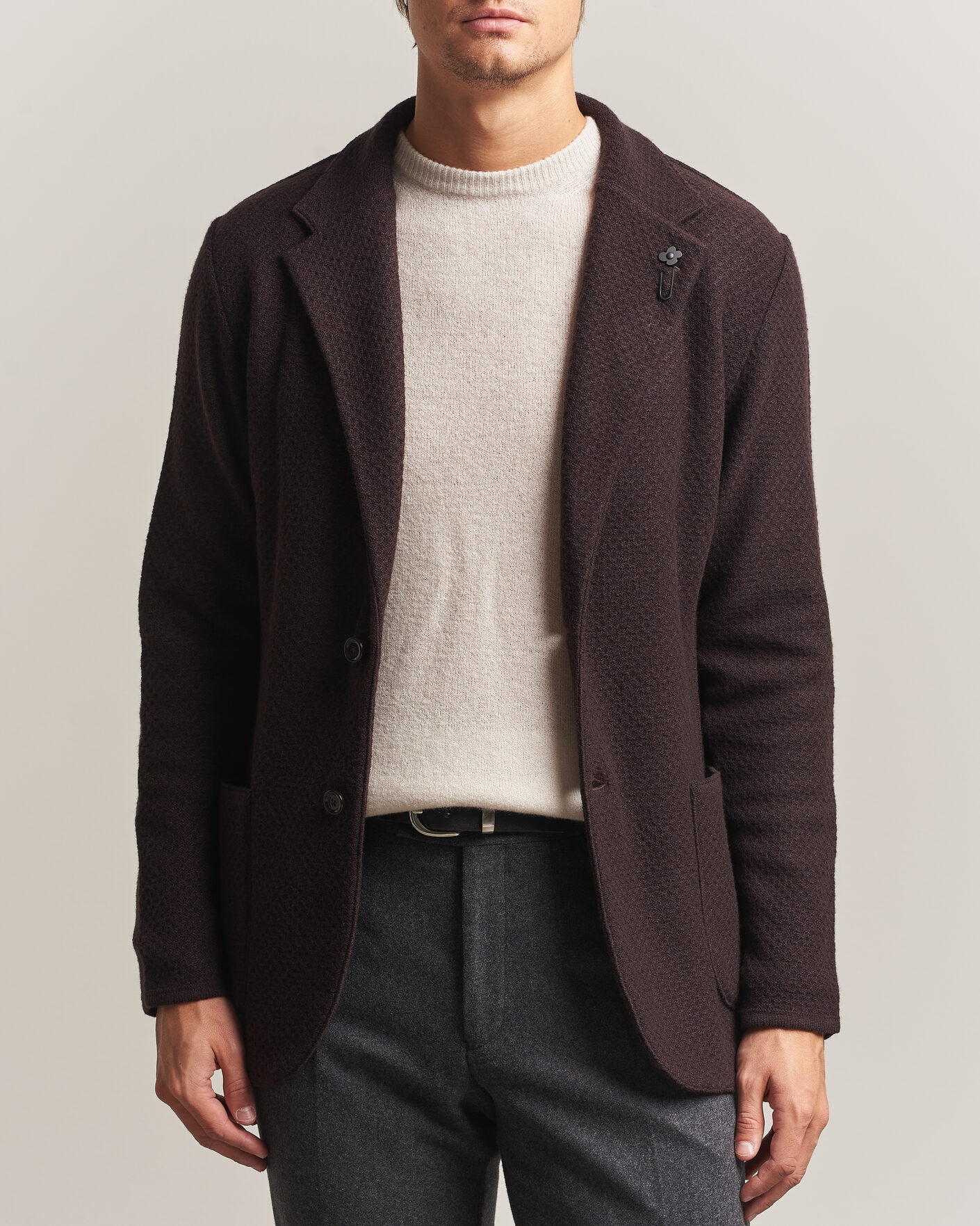 Herre | Blazere & jakker | Lardini | Knitted Structure Wool/Cashmere Blazer Brown
