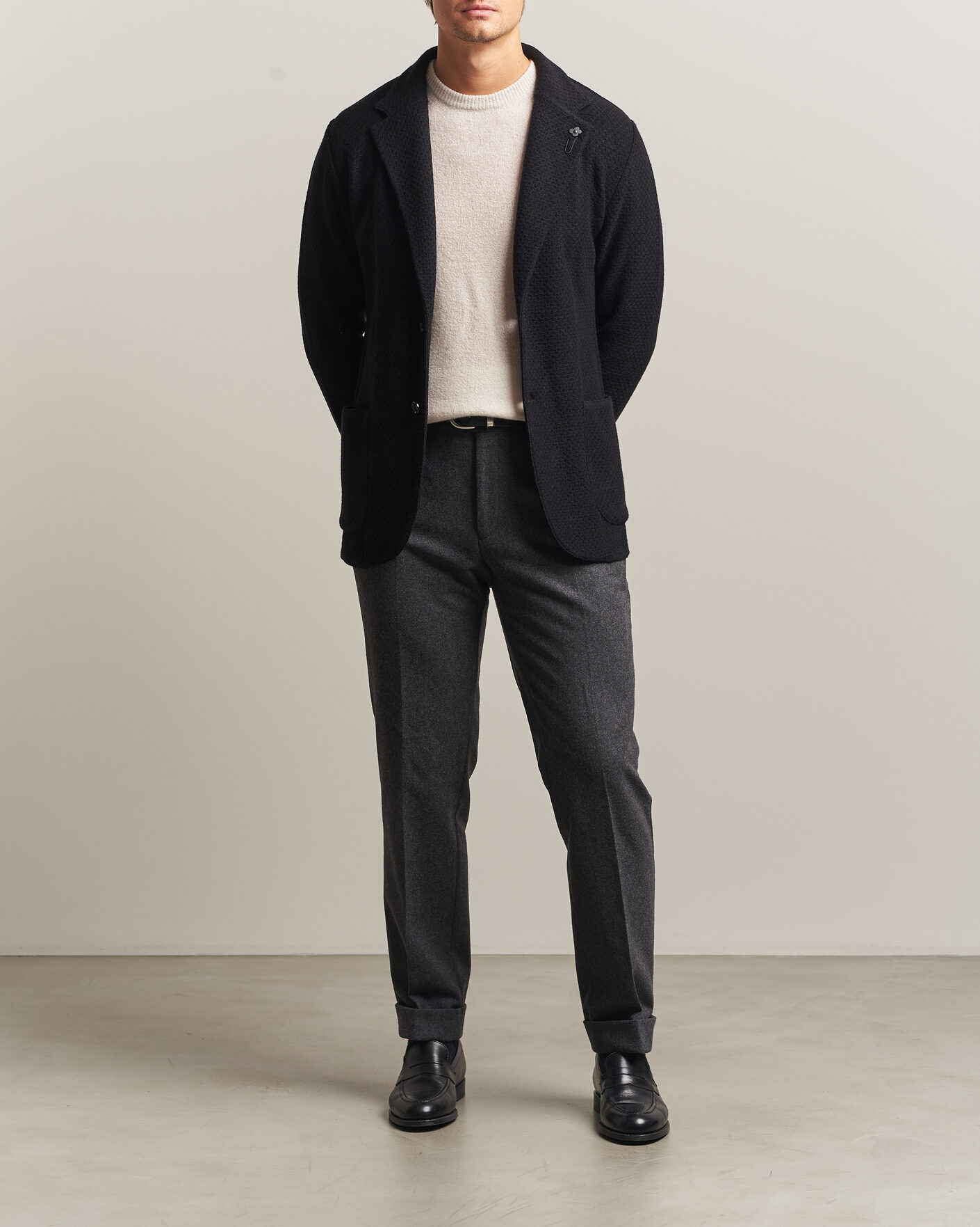 Herre | Blazere & jakker | Lardini | Knitted Structure Wool/Cashmere Blazer Black