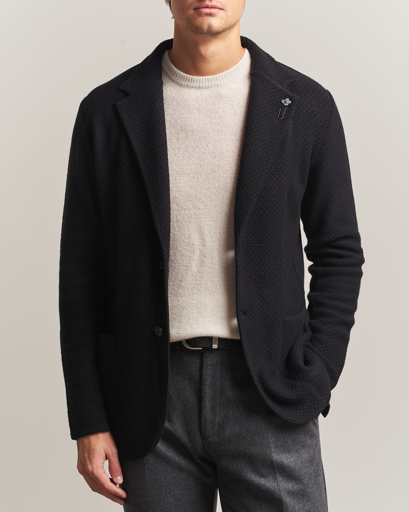 Herre | Blazere & jakker | Lardini | Knitted Structure Wool/Cashmere Blazer Black