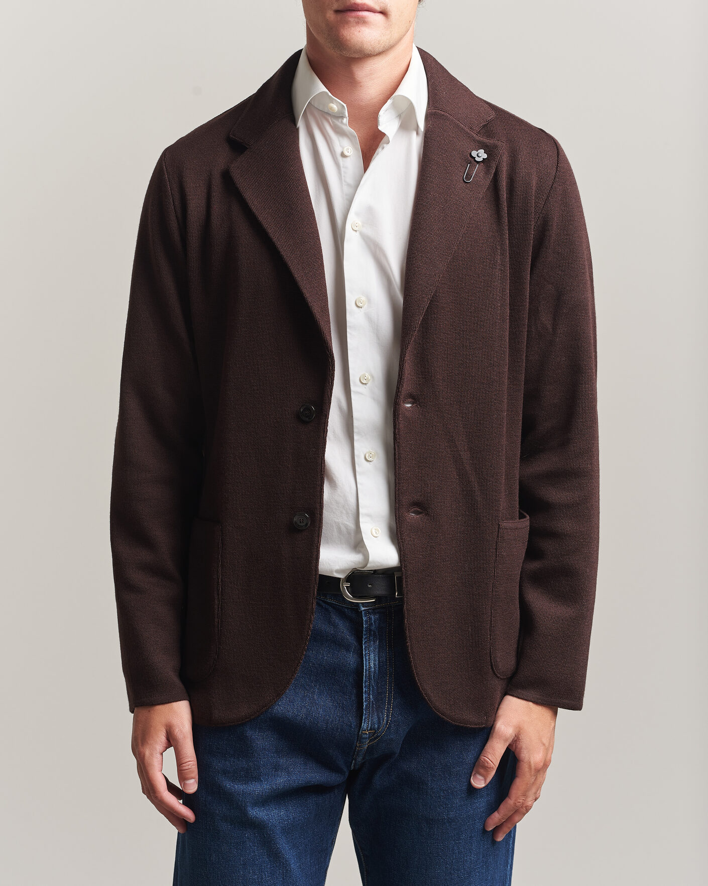 Herre | Blazere & jakker | Lardini | Knitted Wool Blazer Brown
