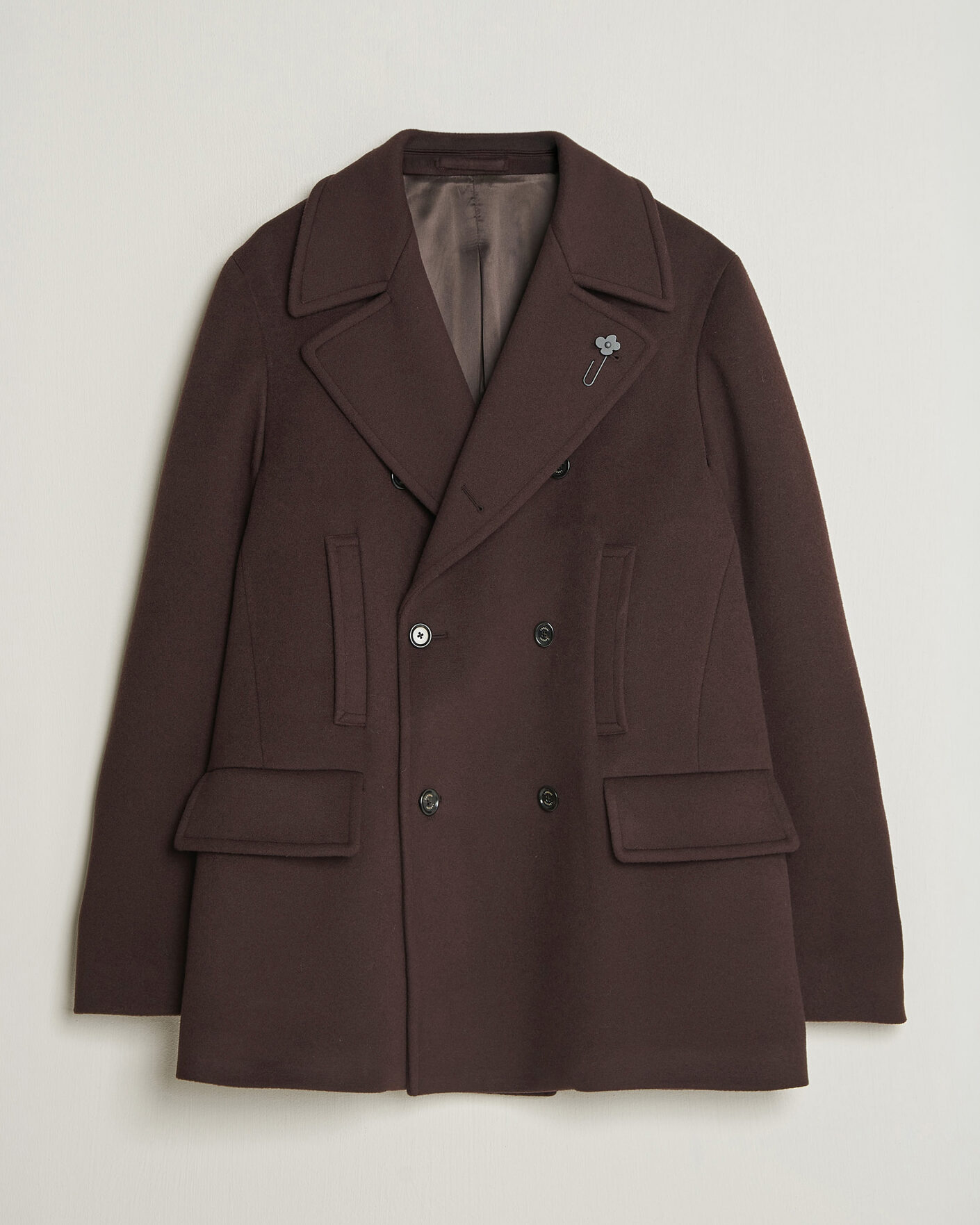 Herre | Jakker | Lardini | Wool Peacoat Brown