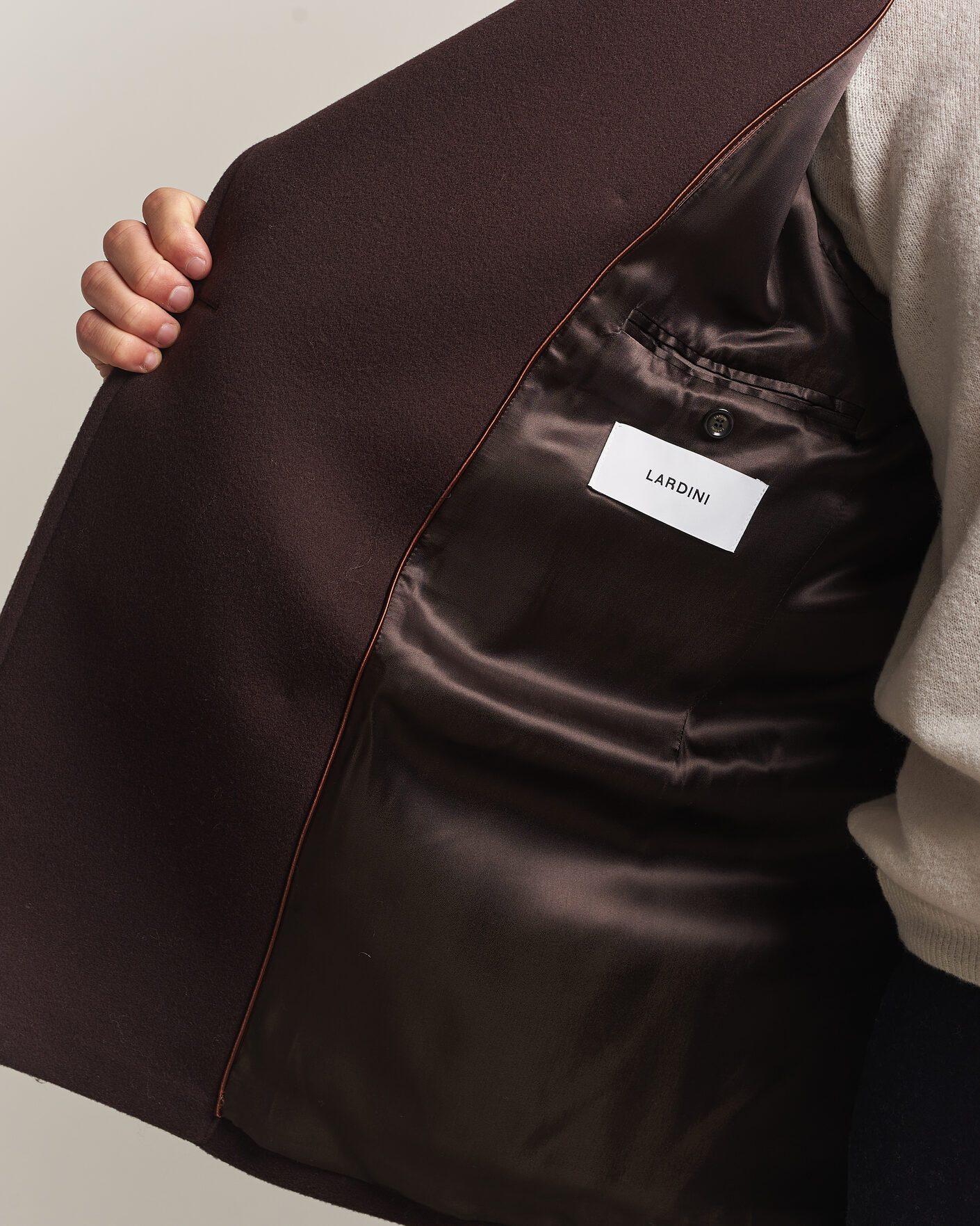 Herre | Jakker | Lardini | Wool Peacoat Brown