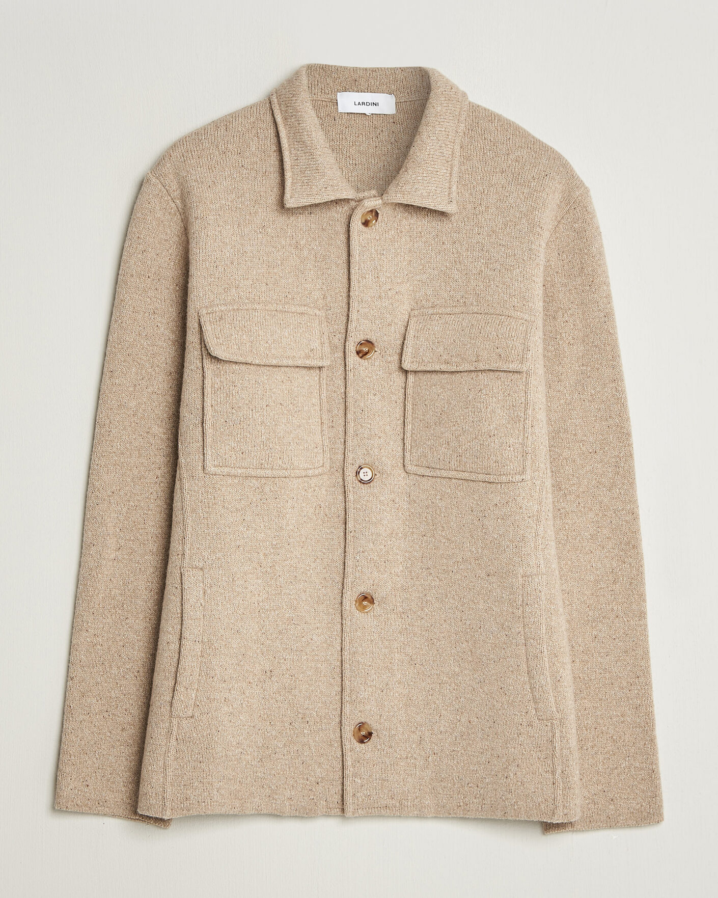 Herre | Trøjer | Lardini | Knitted Shirt Jacket Beige
